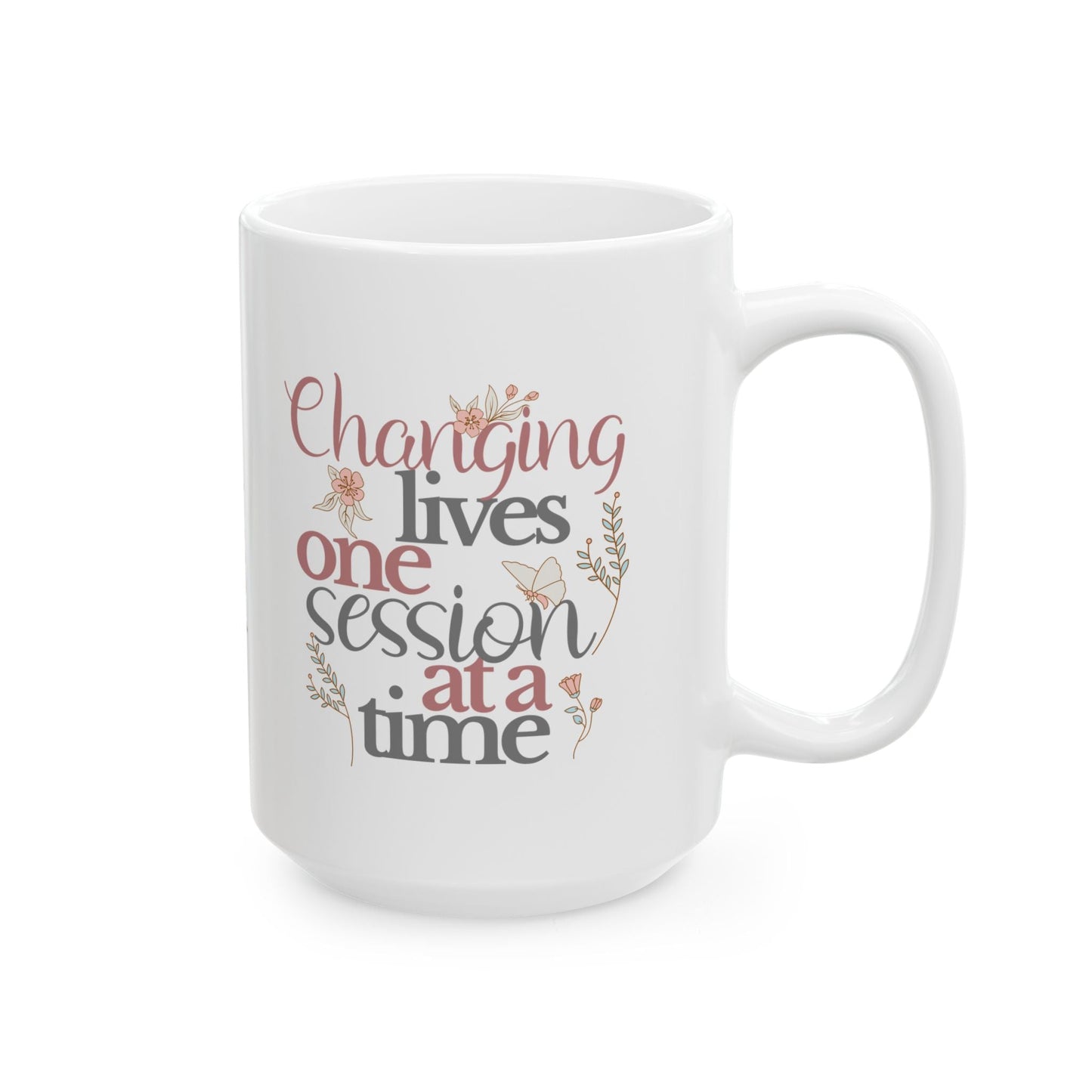 Changing Lives One Session at a Time – Personalized White Ceramic Mug, Custom Name Gift for Therapists & Educators Affordable ABA Materials