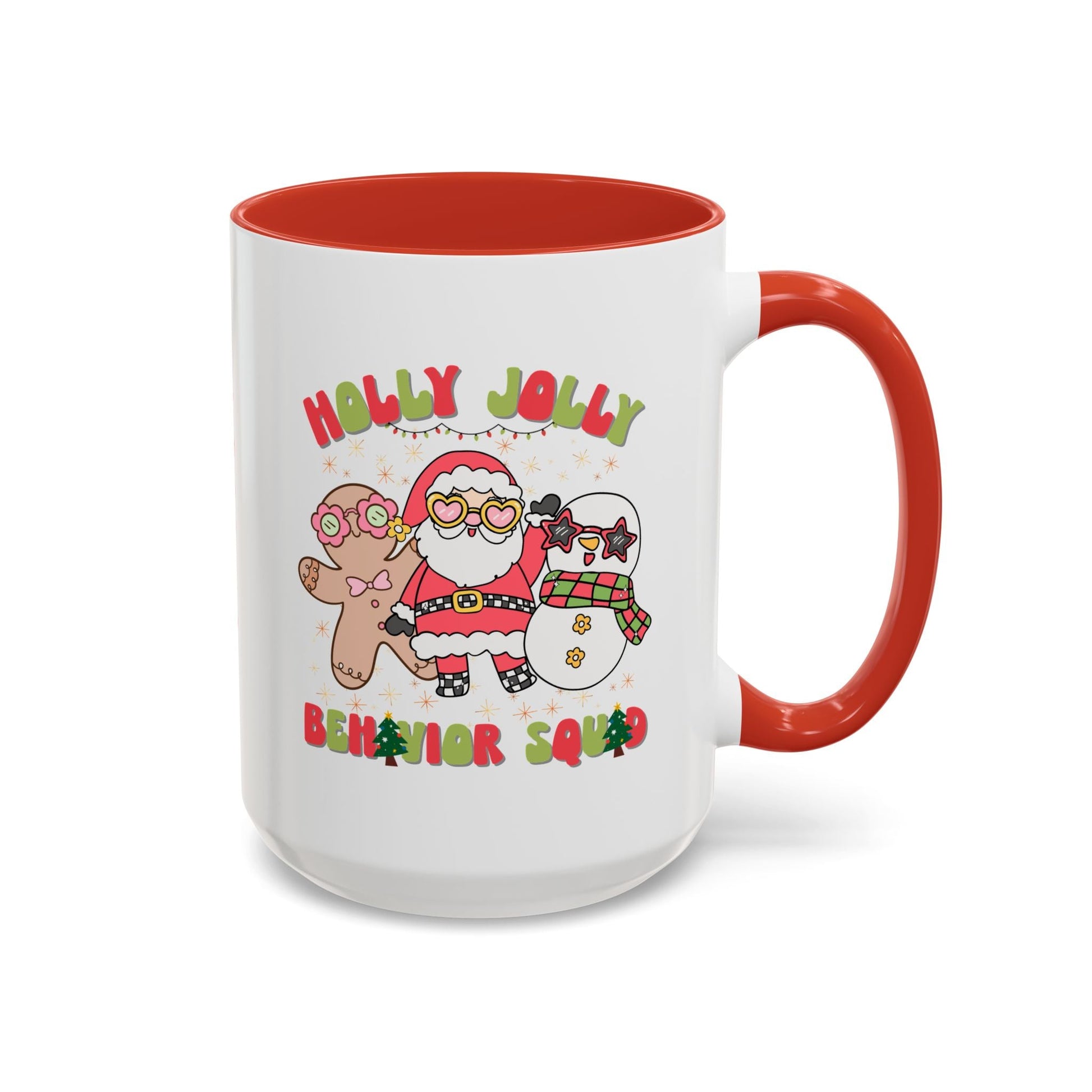 Personalized Holly Jolly Behavior Squad Accent Mug – Custom Holiday Gift for ABA Teams & Therapists Printify