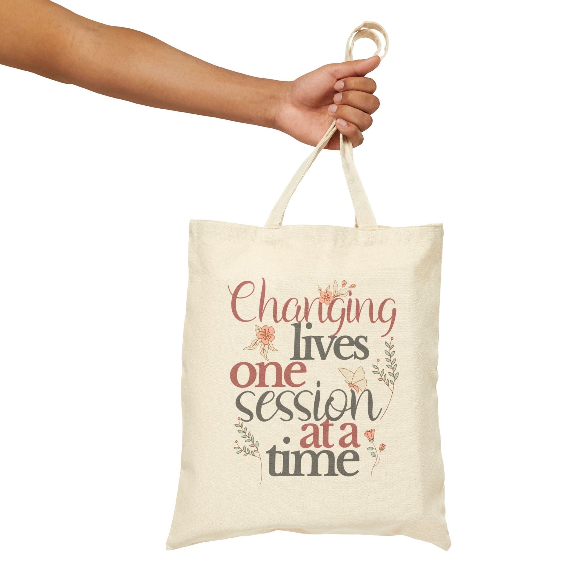 Changing Lives One Session at a Time – Canvas Tote Bag for ABA Team, Therapists, Teachers & Caregivers Affordable ABA Materials