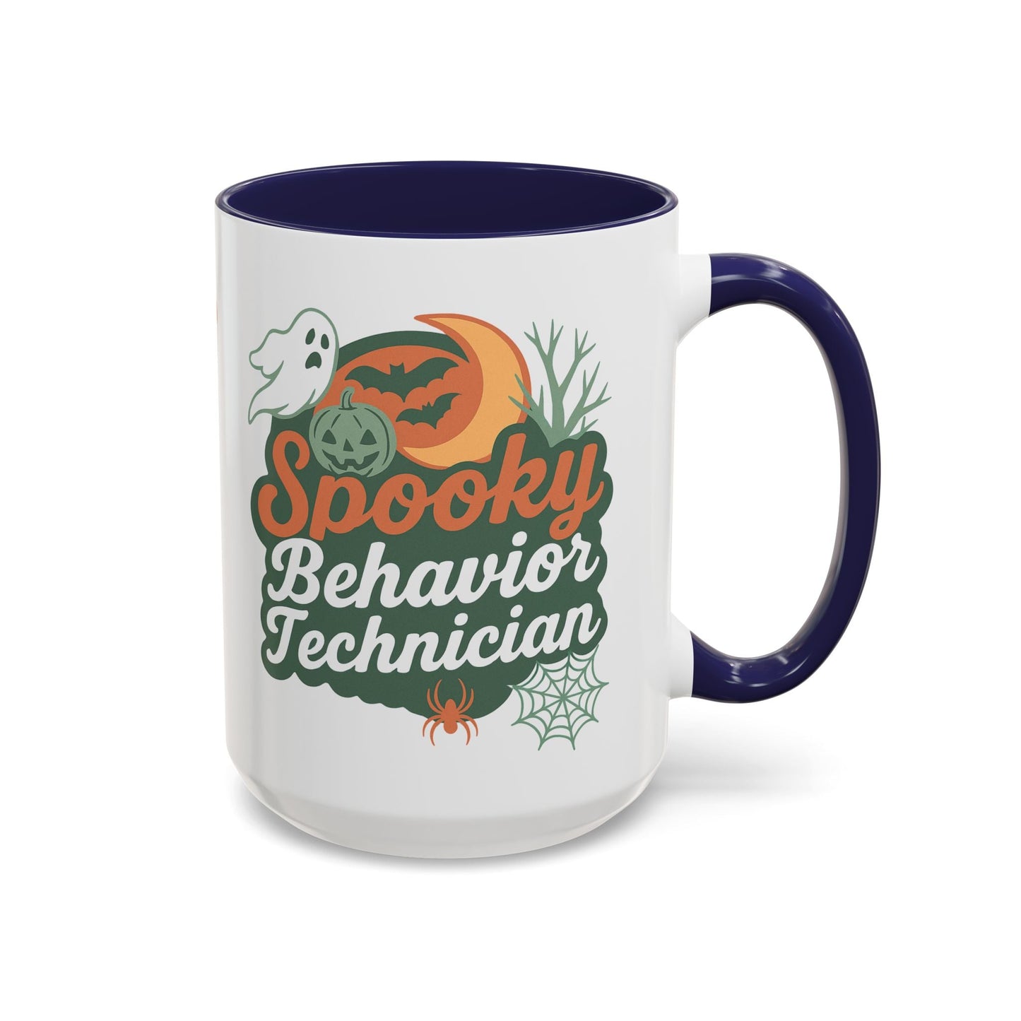 Personalized Spooky Behavior Technician Accent Mug – Custom Name Coffee Cup, 11oz & 15oz, 4 Colors Printify