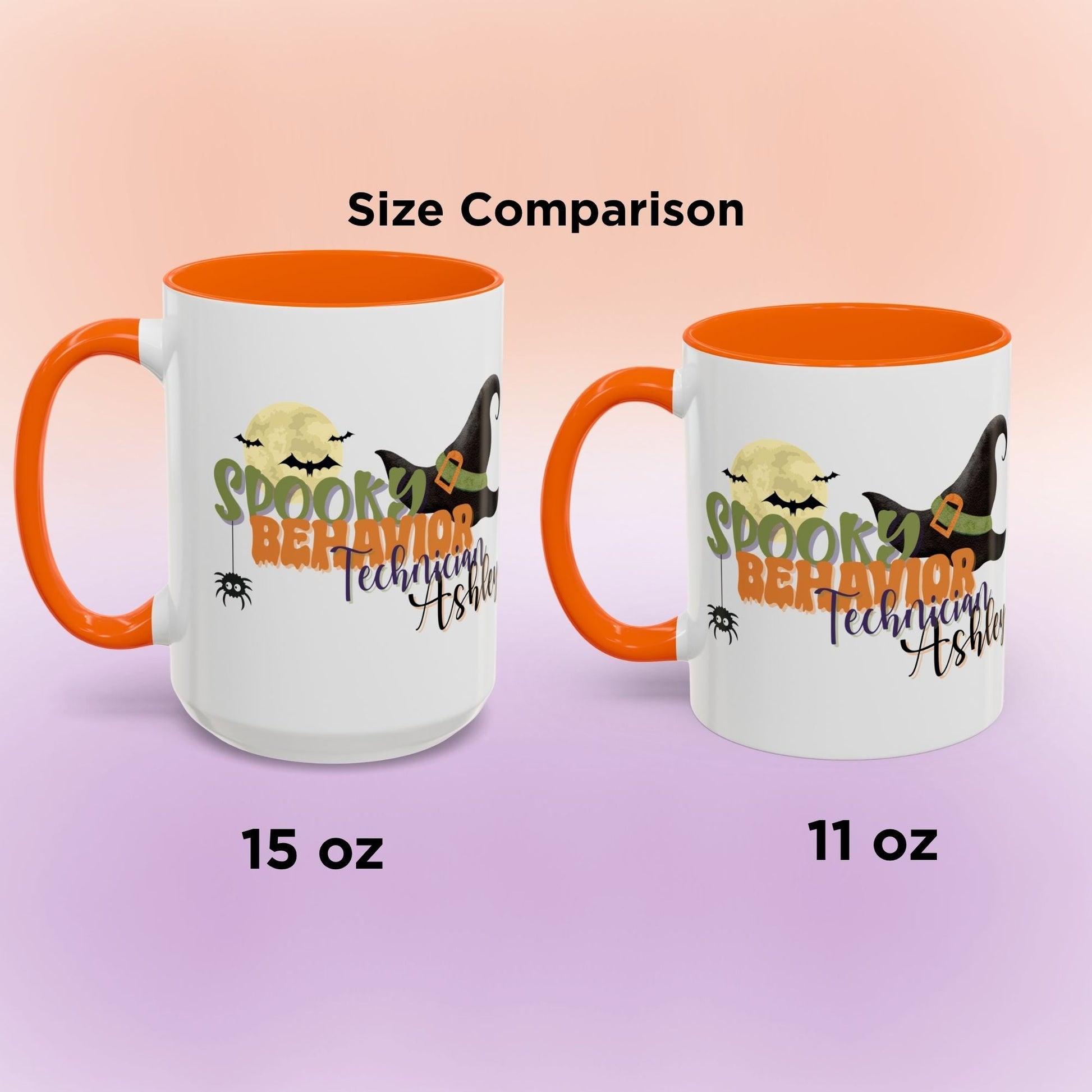 Personalized Spooky Behavior Technician Halloween Mug – Witch Hat & Moon Design – Custom ABA Accent Mug for Fall Printify