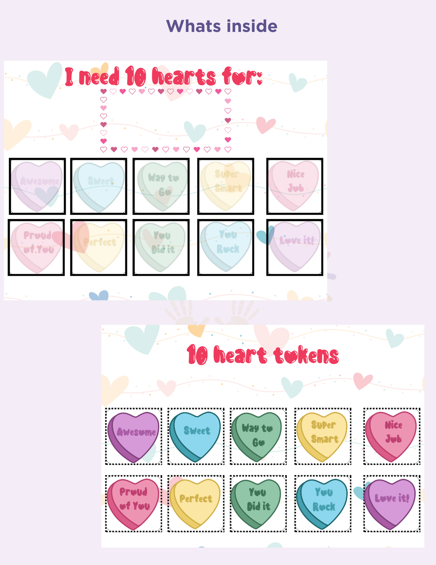 Valentine Hearts Printable Token Board (10-Token) Affordable ABA Materials