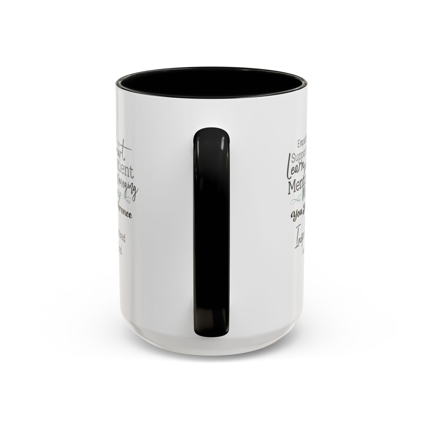 Personalized Heart Word Cloud Accent Mug – Custom Name Gift for Teachers, Therapists & Mentors, Black Handle, 11oz & 15oz Printify