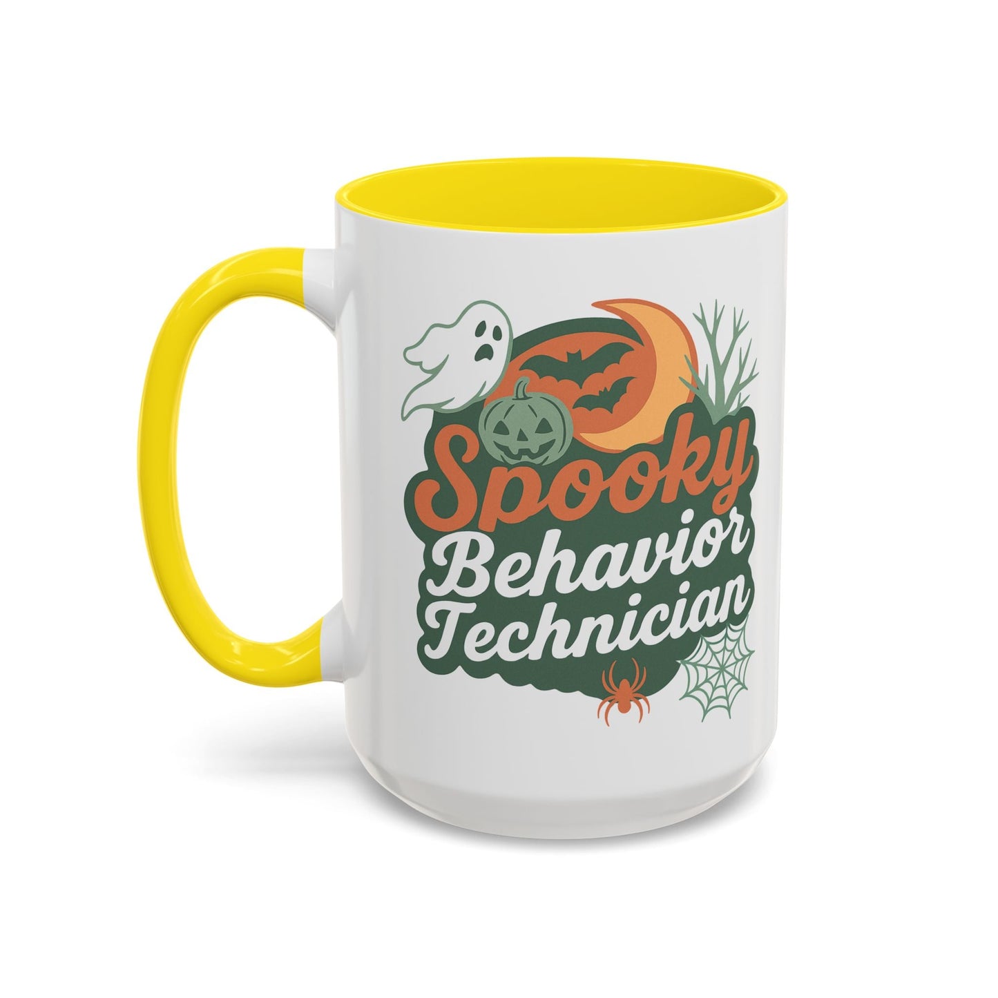Personalized Spooky Behavior Technician Accent Mug – Custom Name Coffee Cup, 11oz & 15oz, 4 Colors Affordable ABA Materials
