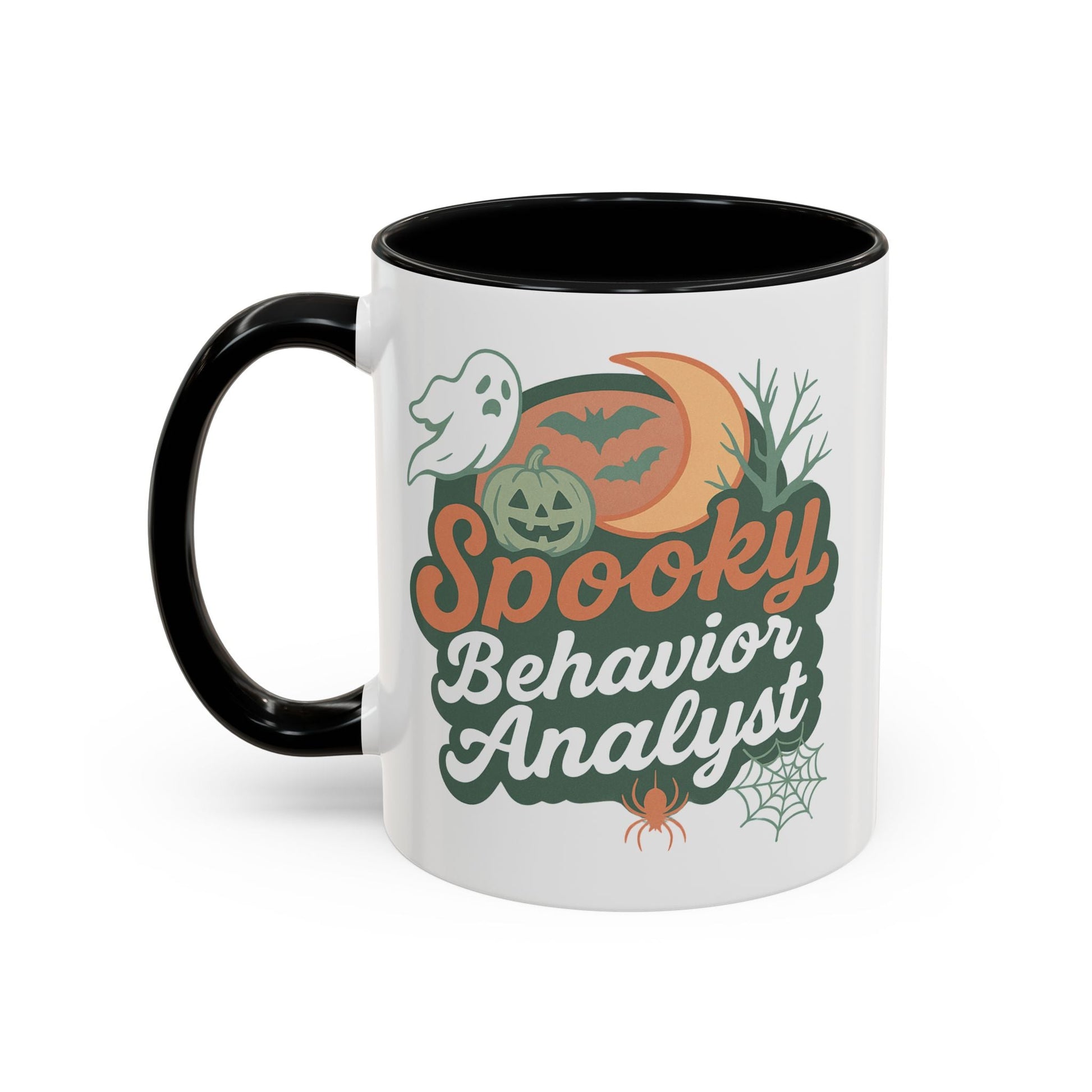 Personalized Spooky Behavior Analyst Accent Mug – Custom Name Coffee Cup, 11oz & 15oz, 4 Colors Printify