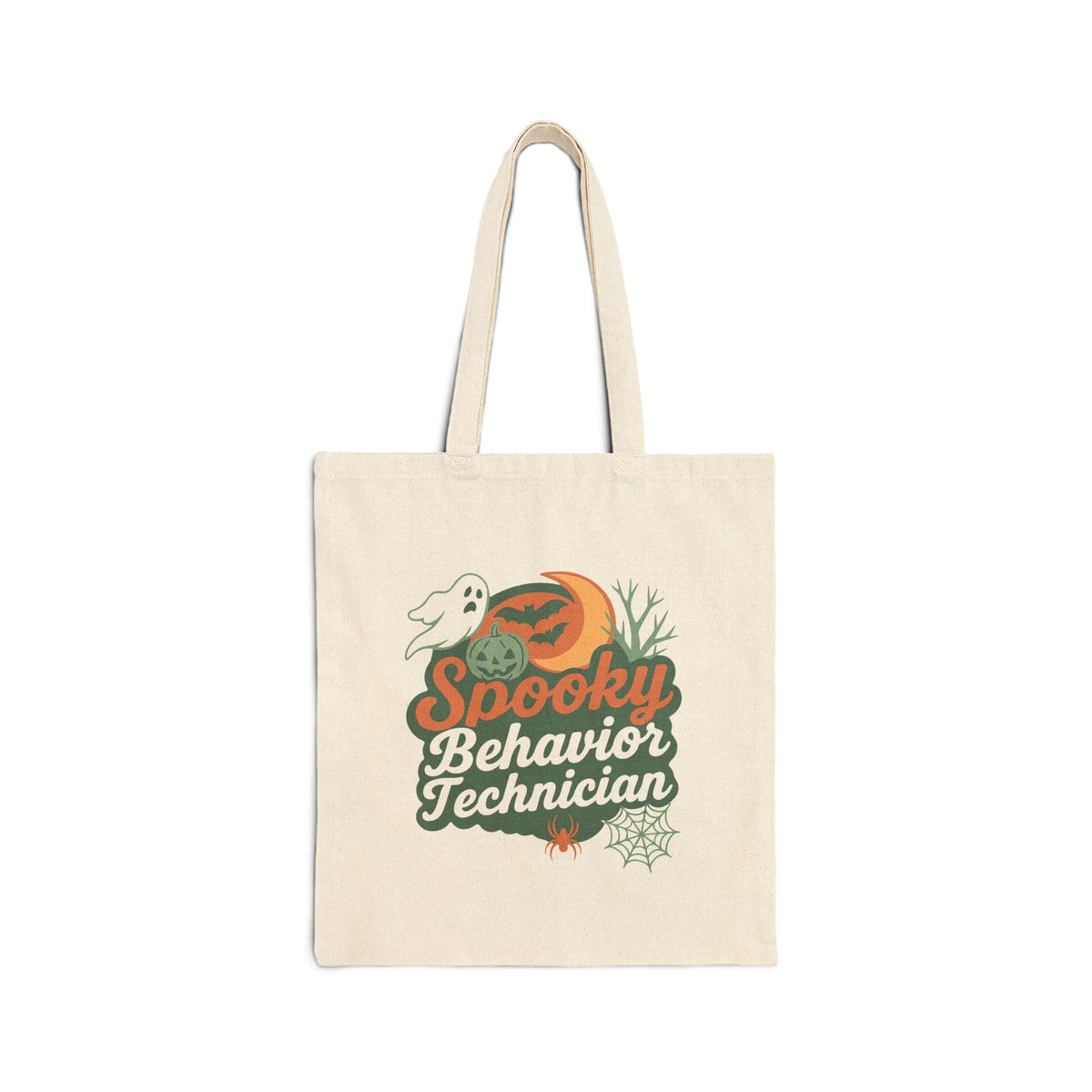 Spooky Behavior Technician Halloween Tote Bag β Canvas Shoulder Bag for Behavior Techs & ABA Professionals Printify
