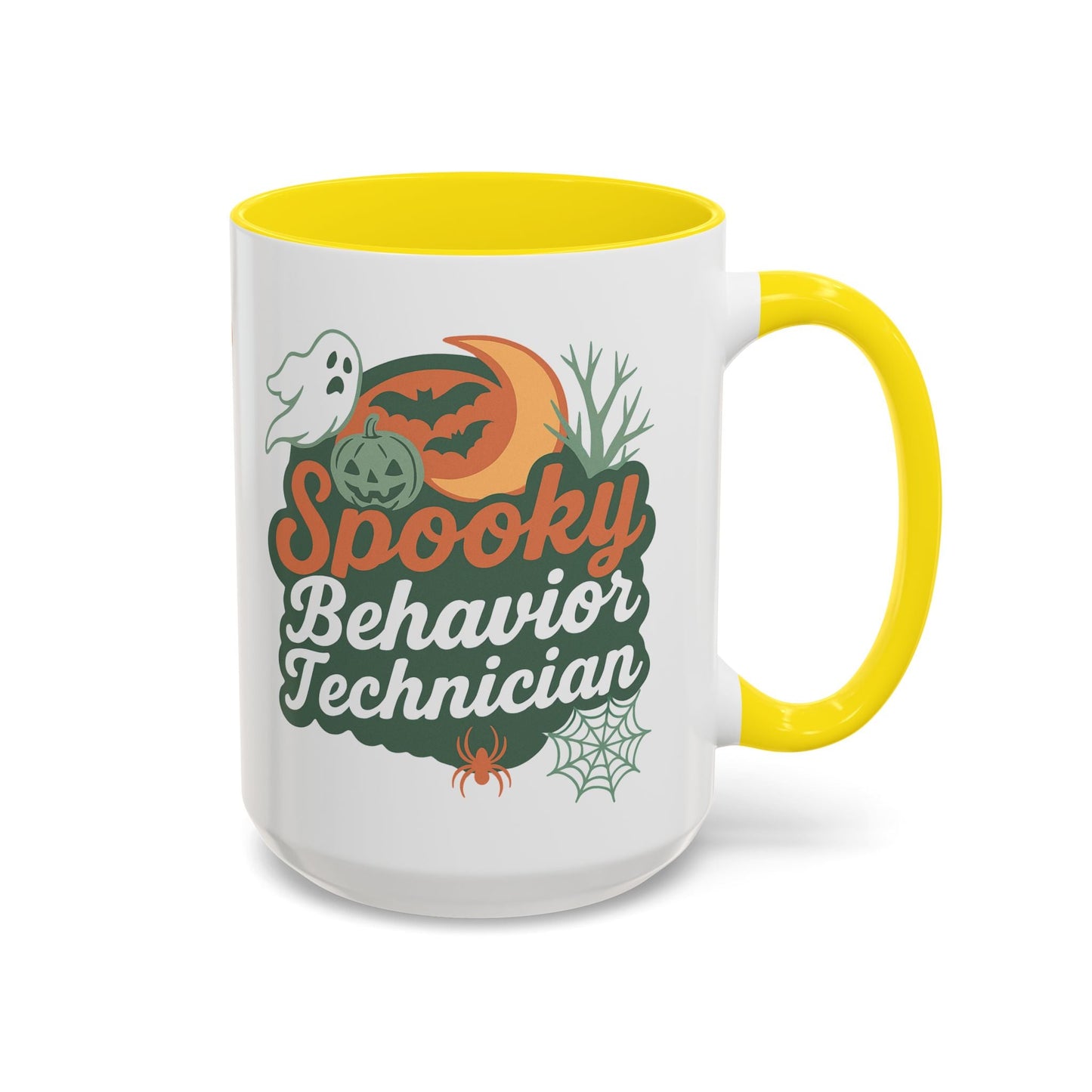 Personalized Spooky Behavior Technician Accent Mug – Custom Name Coffee Cup, 11oz & 15oz, 4 Colors Printify