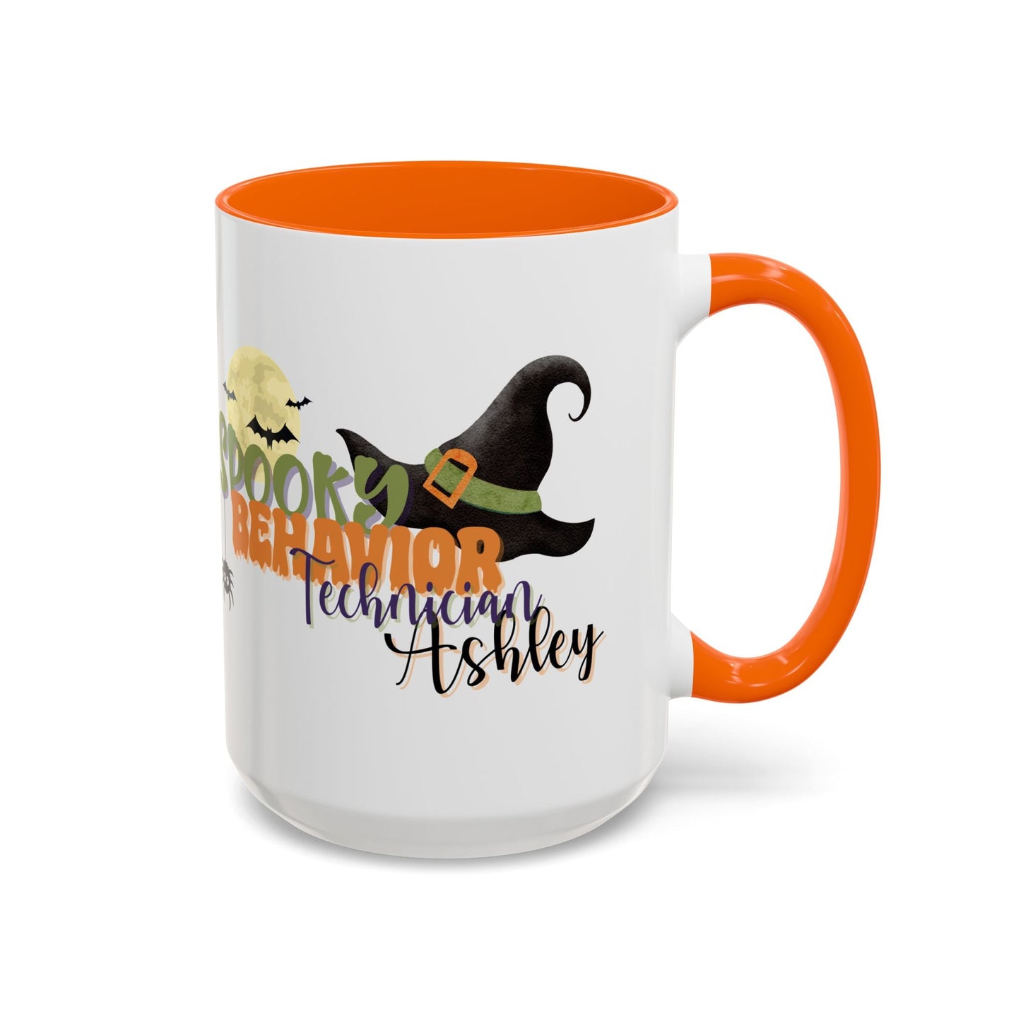 Personalized Spooky Behavior Technician Halloween Mug – Witch Hat & Moon Design – Custom ABA Accent Mug for Fall Printify