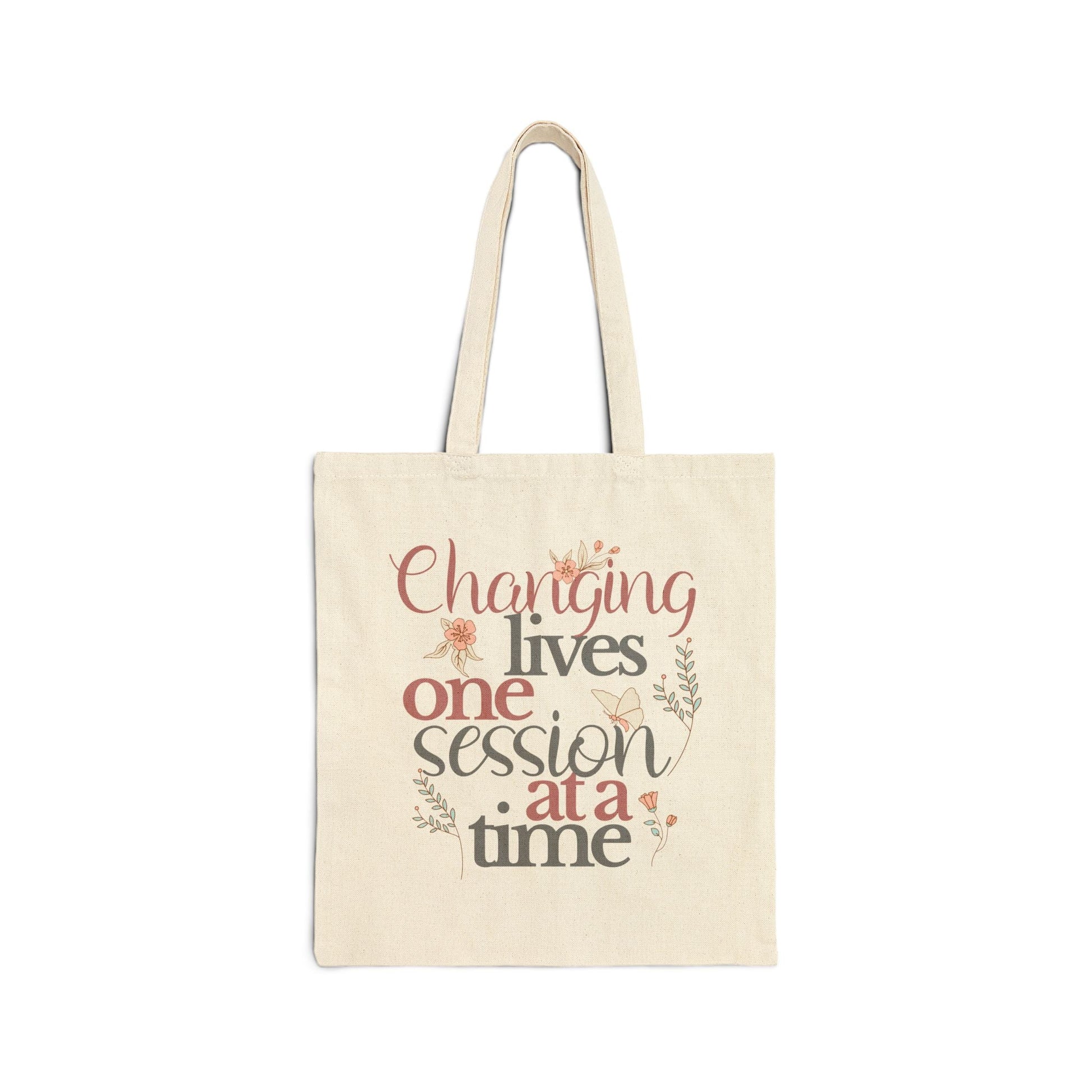 Changing Lives One Session at a Time – Canvas Tote Bag for ABA Team, Therapists, Teachers & Caregivers Printify