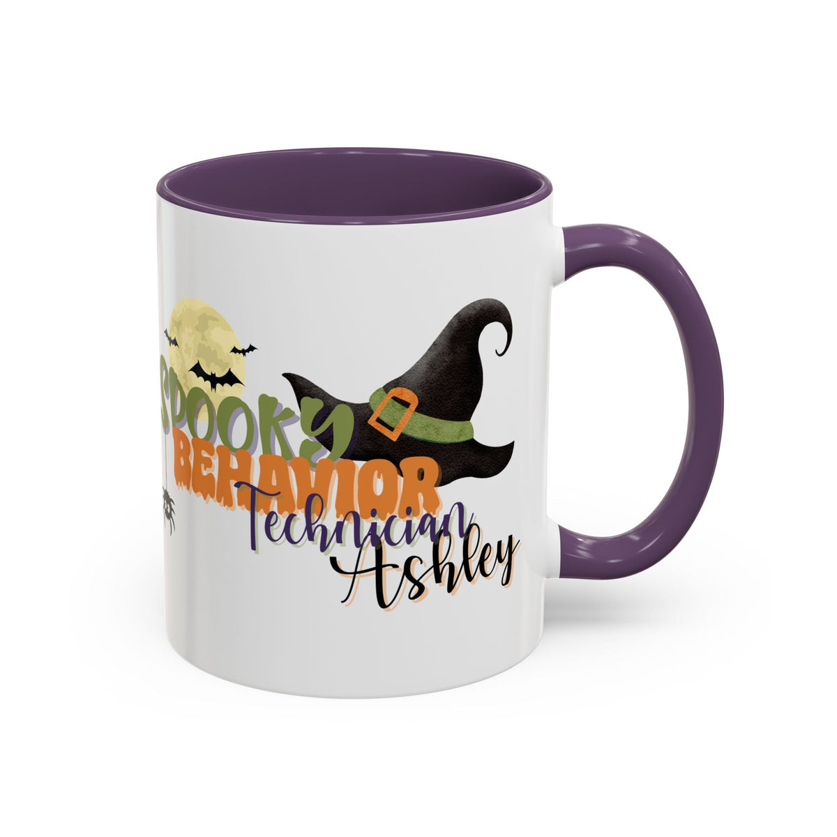 Personalized Spooky Behavior Technician Halloween Mug – Witch Hat & Moon Design – Custom ABA Accent Mug for Fall Printify