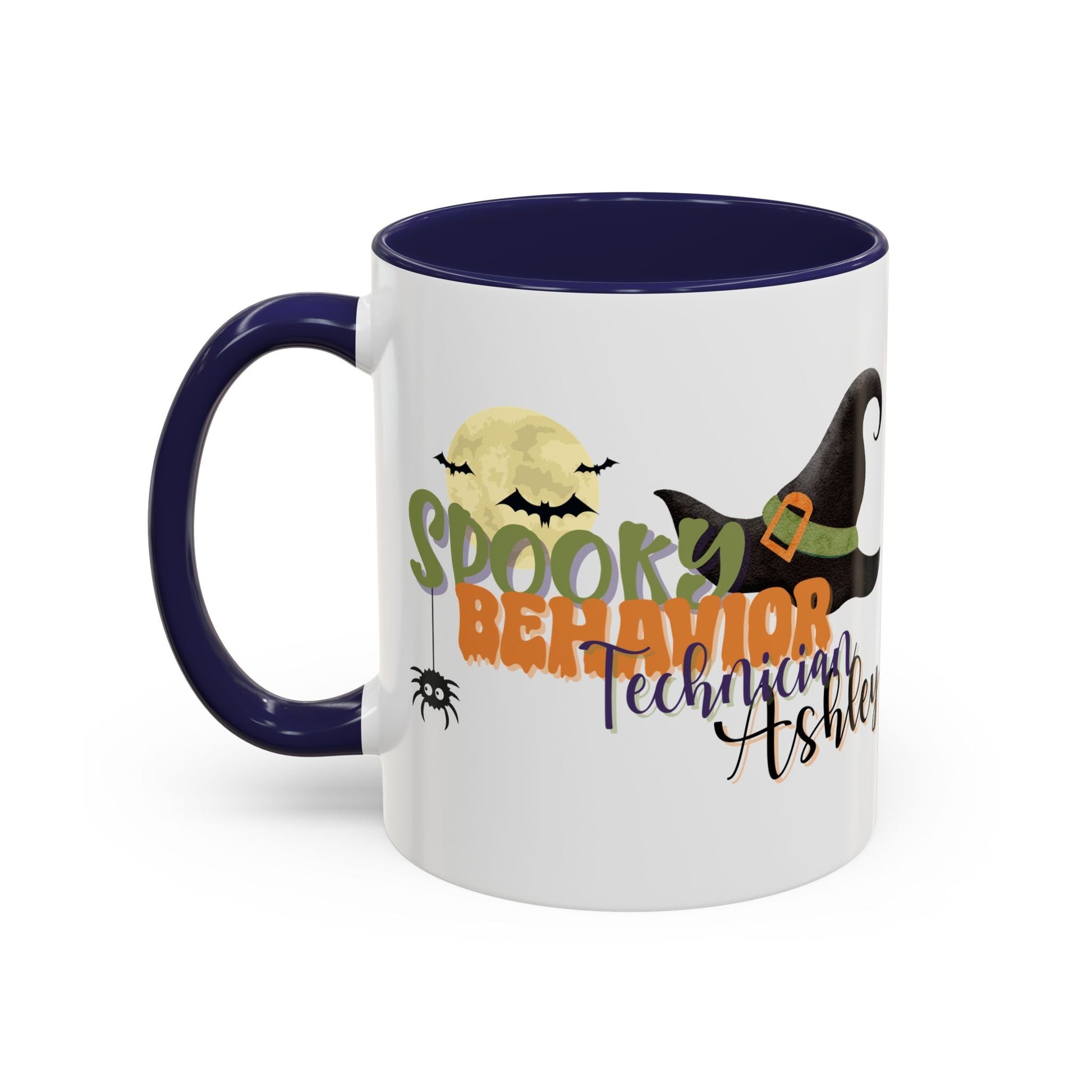 Personalized Spooky Behavior Technician Halloween Mug – Witch Hat & Moon Design – Custom ABA Accent Mug for Fall Printify