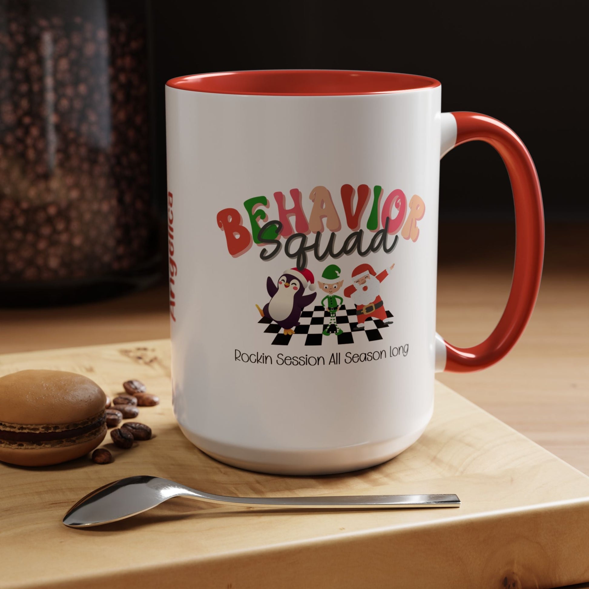 Personalized Behavior Squad Rockin’ Session All Season Long Accent Mug – Holiday ABA Coffee Cup for Therapists & Teams Affordable ABA Materials