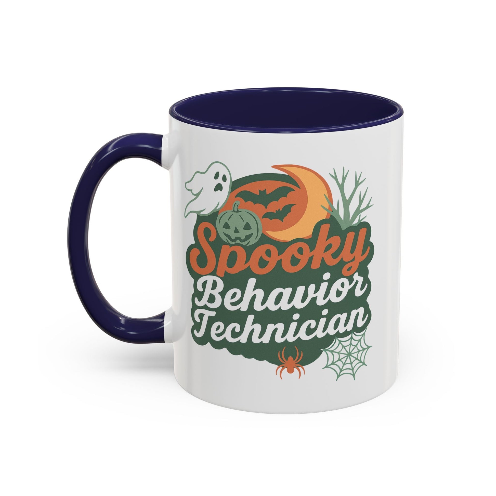 Personalized Spooky Behavior Technician Accent Mug – Custom Name Coffee Cup, 11oz & 15oz, 4 Colors Printify