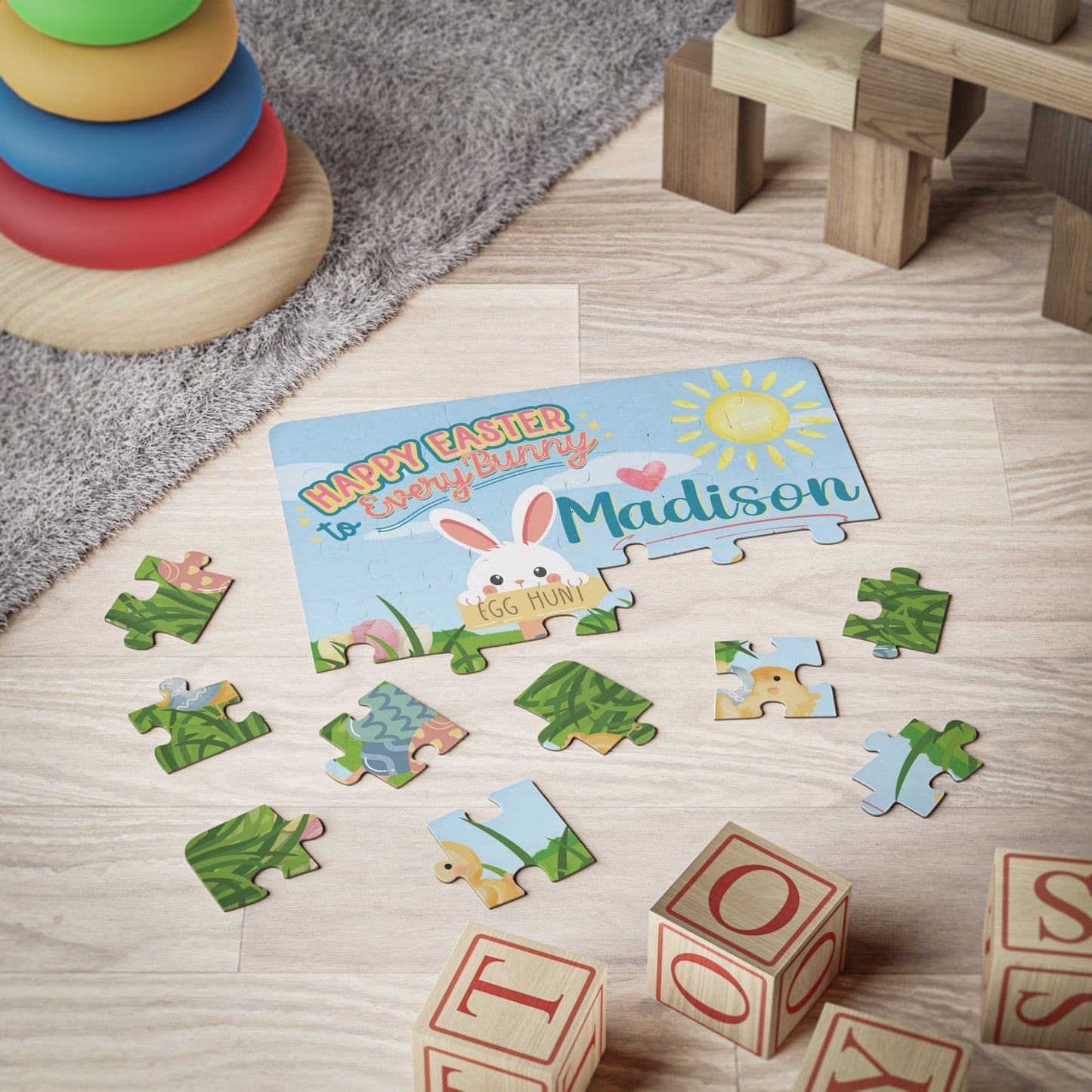 Personalized Easter Bunny Puzzle – Custom Name Kids' Easter Gift Printify