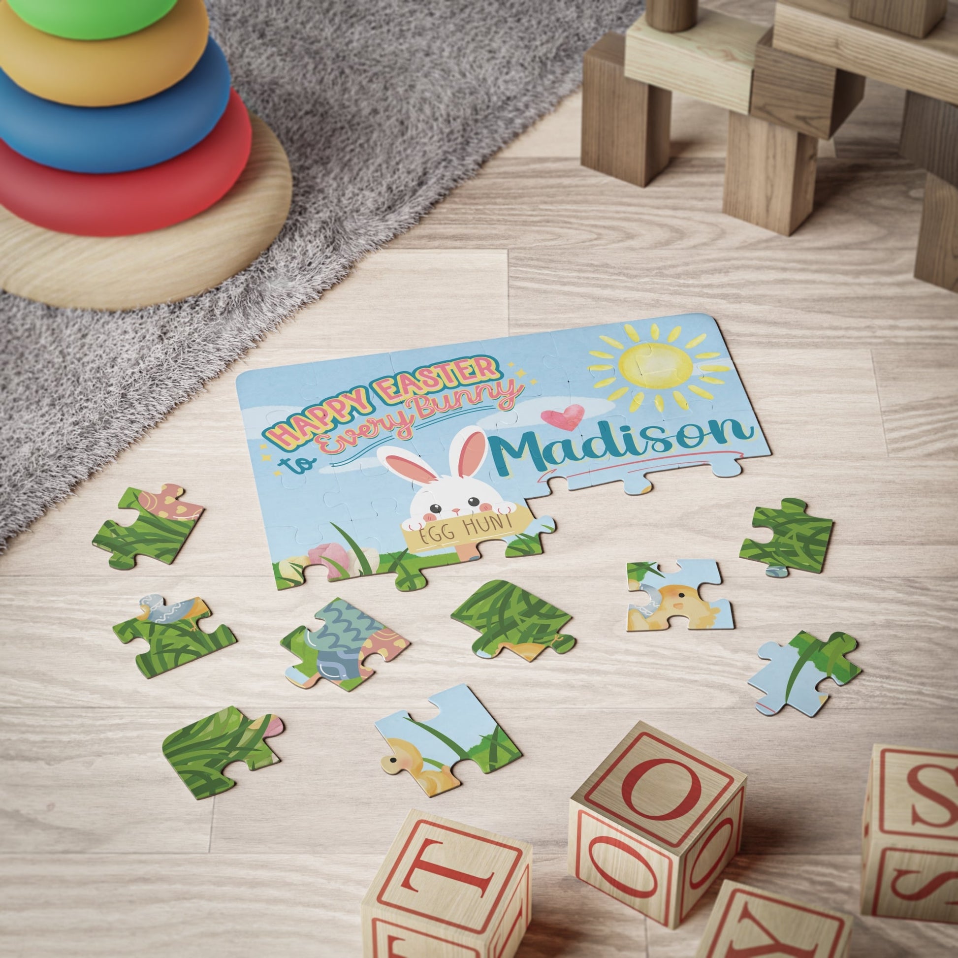 Personalized Easter Bunny Puzzle – Custom Name Kids' Easter Gift Printify