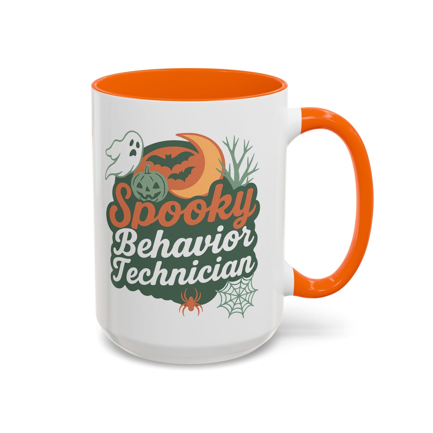 Personalized Spooky Behavior Technician Accent Mug – Custom Name Coffee Cup, 11oz & 15oz, 4 Colors Printify