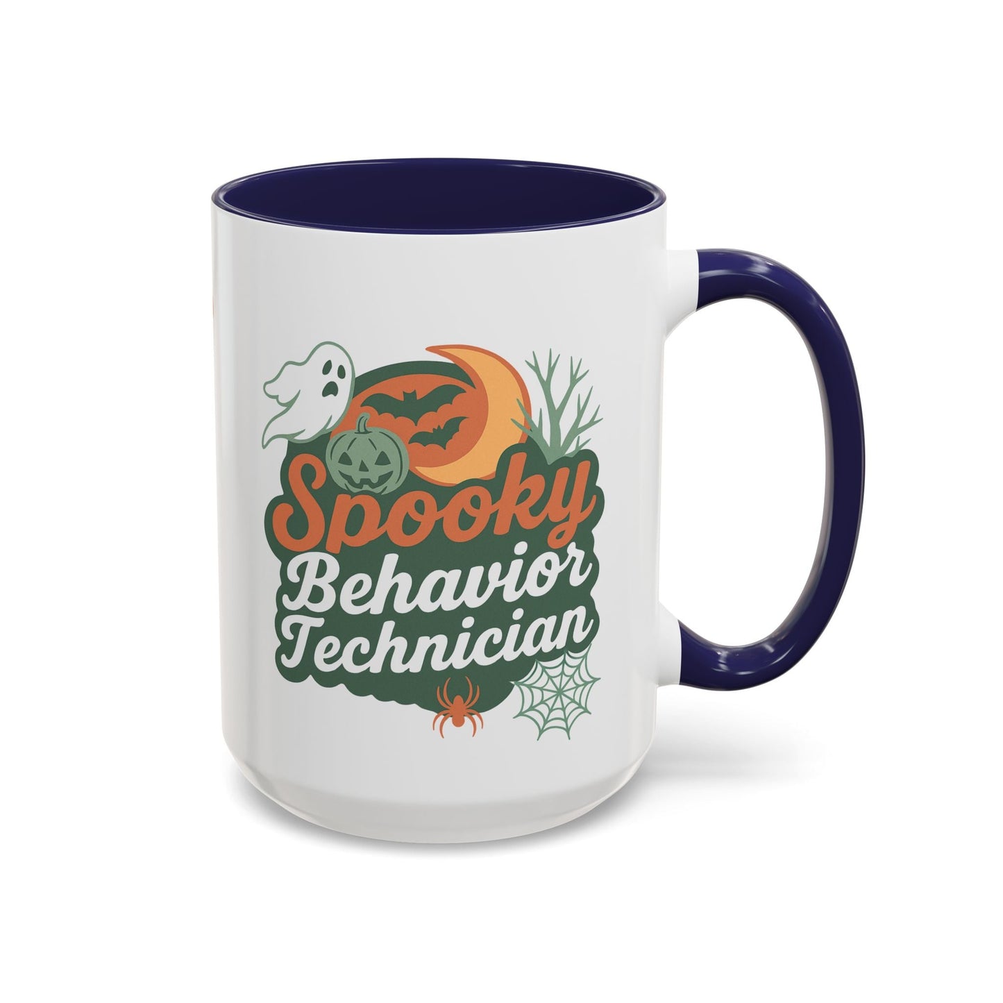 Personalized Spooky Behavior Technician Accent Mug – Custom Name Coffee Cup, 11oz & 15oz, 4 Colors Printify