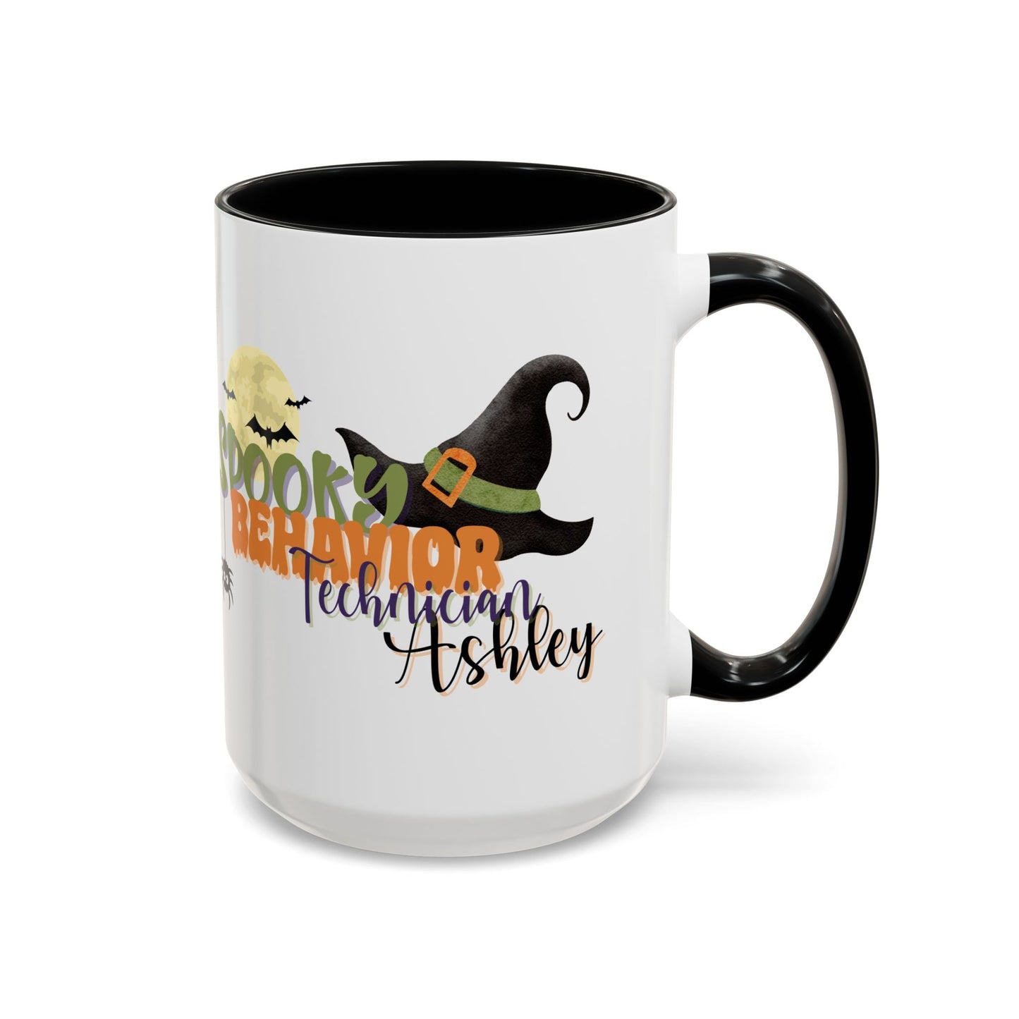 Personalized Spooky Behavior Technician Halloween Mug – Witch Hat & Moon Design – Custom ABA Accent Mug for Fall Printify