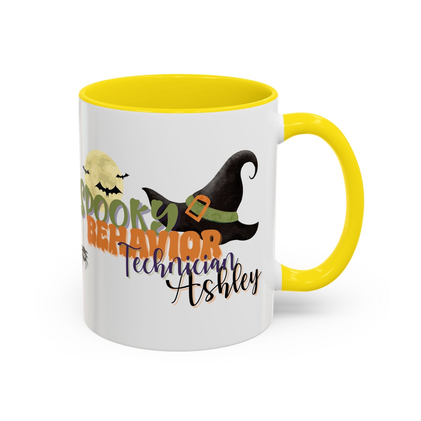 Personalized Spooky Behavior Technician Halloween Mug – Witch Hat & Moon Design – Custom ABA Accent Mug for Fall Printify