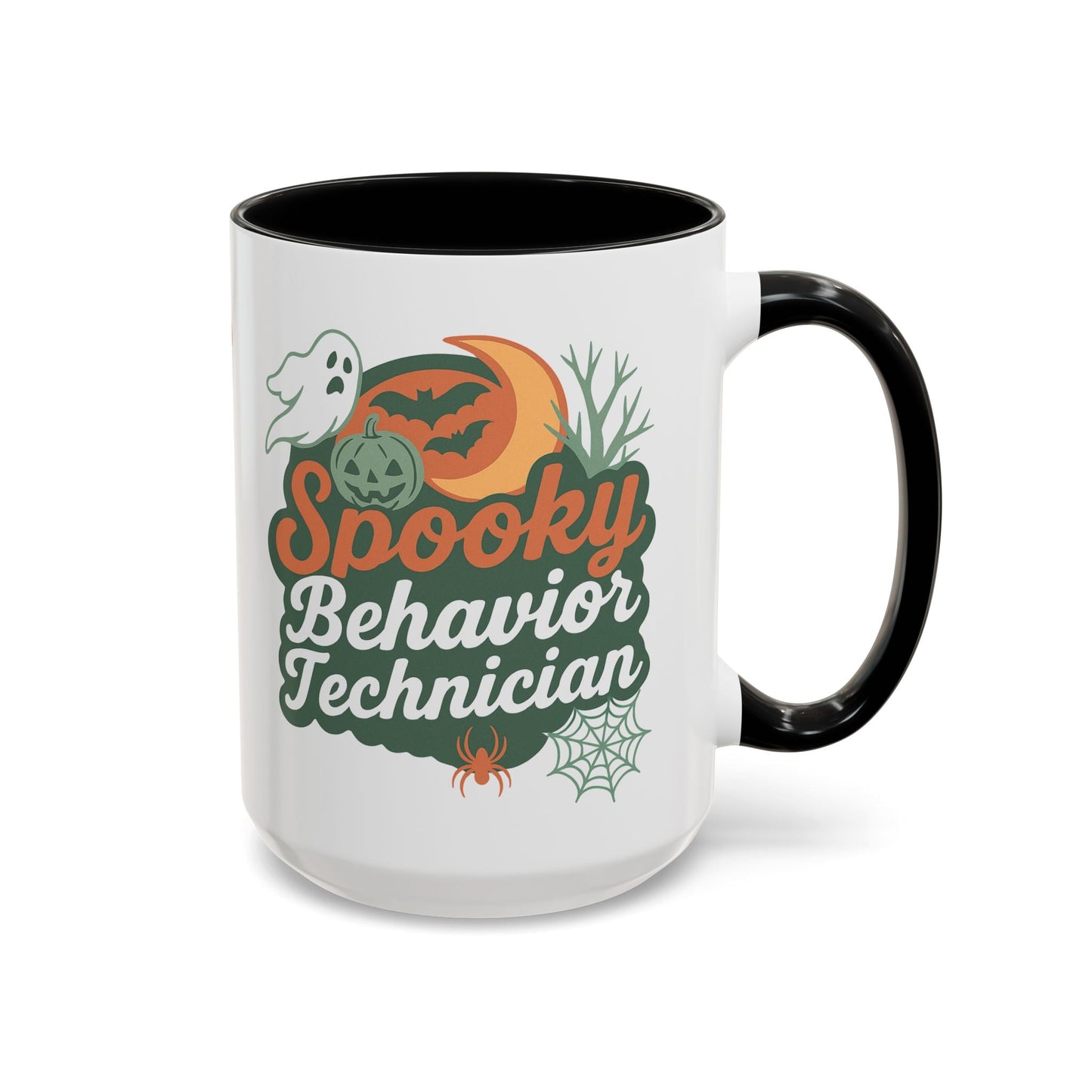 Personalized Spooky Behavior Technician Accent Mug – Custom Name Coffee Cup, 11oz & 15oz, 4 Colors Printify