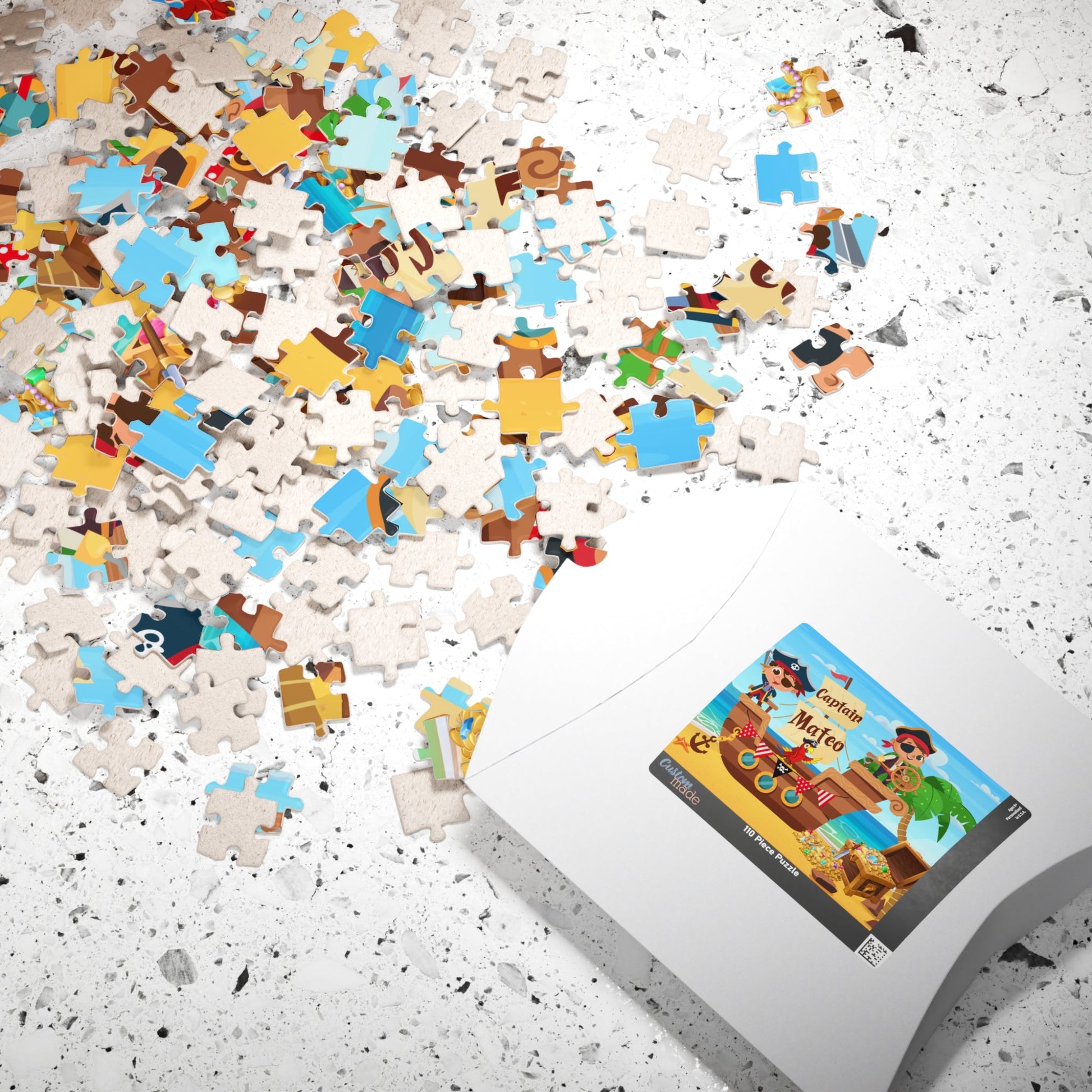 110-Piece Personalized Pirate Ship Puzzle – Custom Name Adventure Jigsaw for Kids Printify