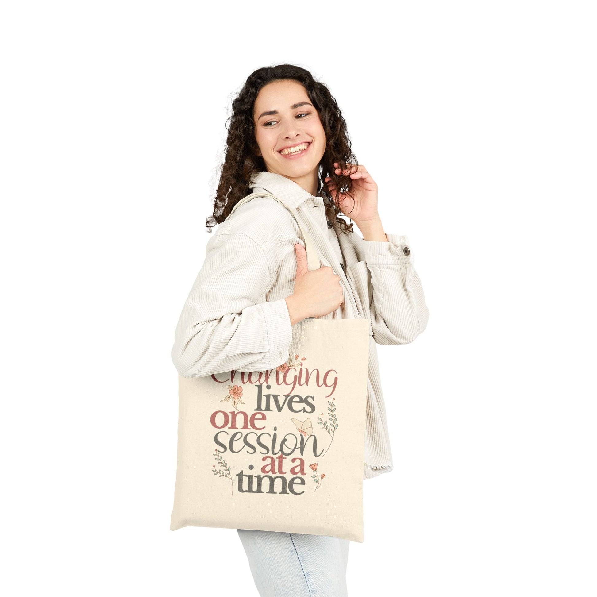 Changing Lives One Session at a Time – Canvas Tote Bag for ABA Team, Therapists, Teachers & Caregivers Printify
