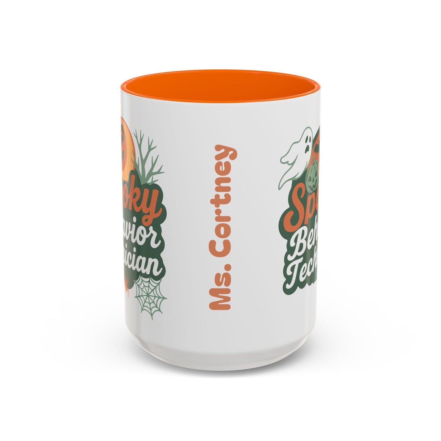 Personalized Spooky Behavior Technician Accent Mug – Custom Name Coffee Cup, 11oz & 15oz, 4 Colors Affordable ABA Materials