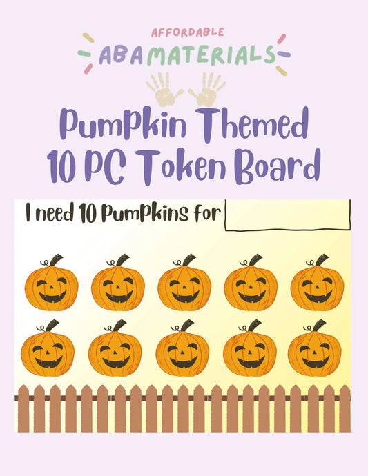 Cute Halloween Pumpkin Token Board- Printable 10 Piece Token Economy Reward System Affordable ABA Materials