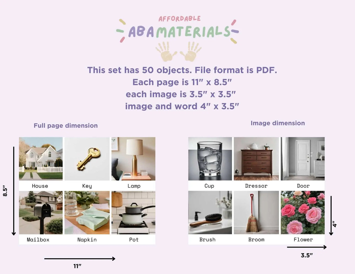 Common Object Flashcards-50 Printable Picture and Word Flash Card Set Affordable ABA Materials
