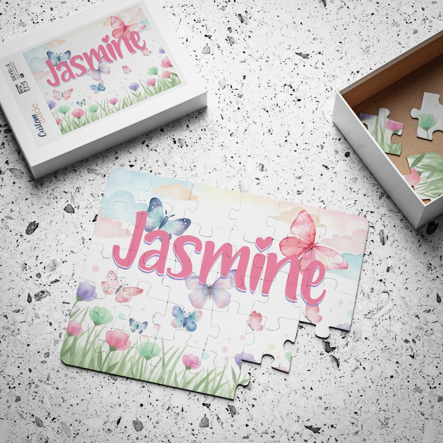 Butterfly Meadow Personalized Puzzle – Custom Name Spring Garden Jigsaw for Kids Affordable ABA Materials