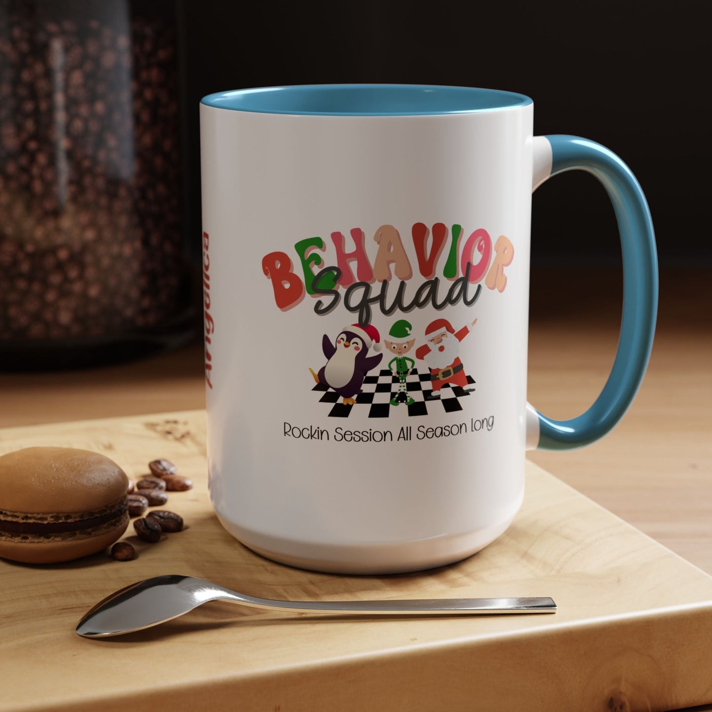 Personalized Behavior Squad Rockin’ Session All Season Long Accent Mug – Holiday ABA Coffee Cup for Therapists & Teams Affordable ABA Materials