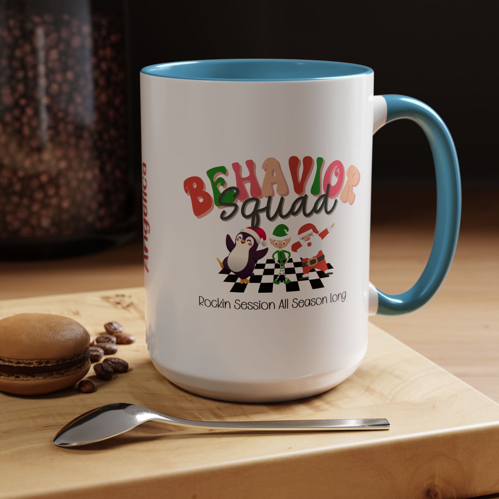 Personalized Behavior Squad Rockin’ Session All Season Long Accent Mug – Holiday ABA Coffee Cup for Therapists & Teams Affordable ABA Materials