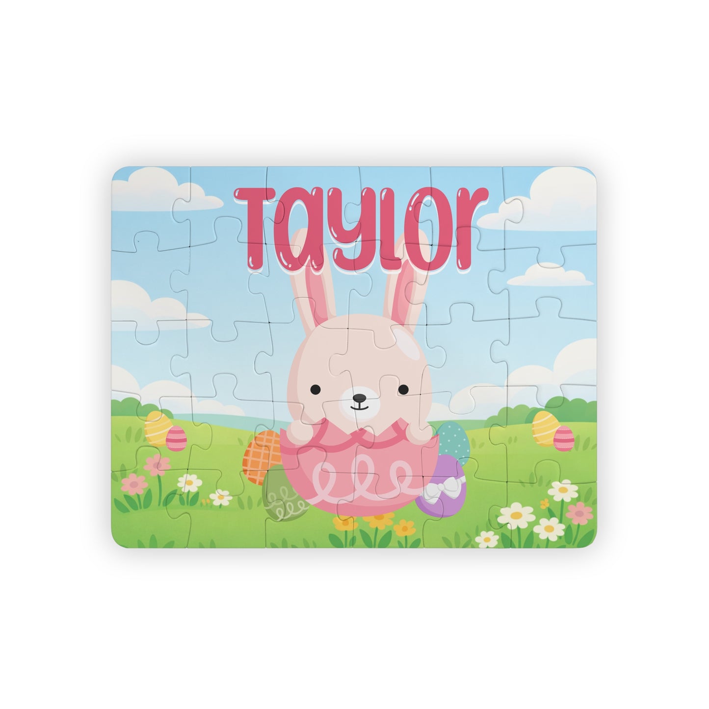 Personalized Easter Bunny Name Puzzle – Custom 30-Piece Spring Jigsaw for Kids
