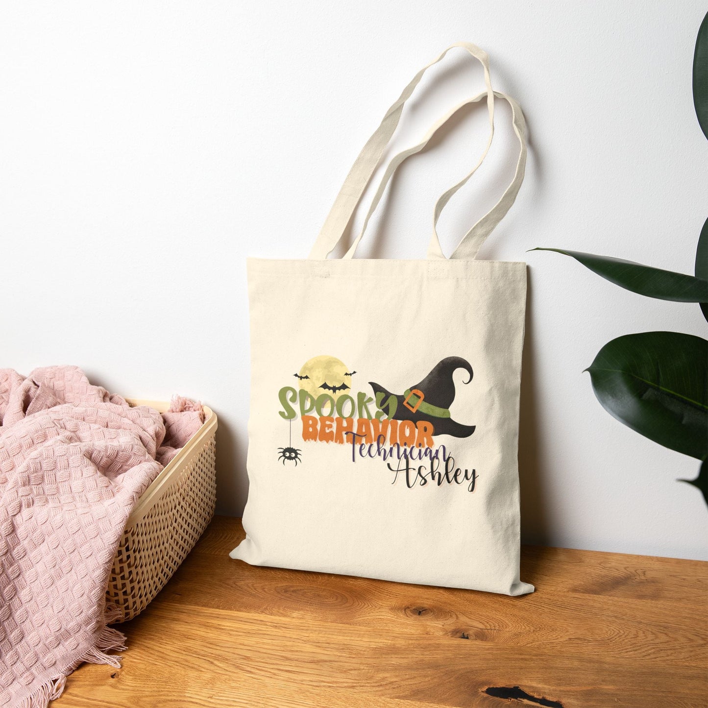 Personalized Spooky Behavior Technician Halloween Tote Bag Printify