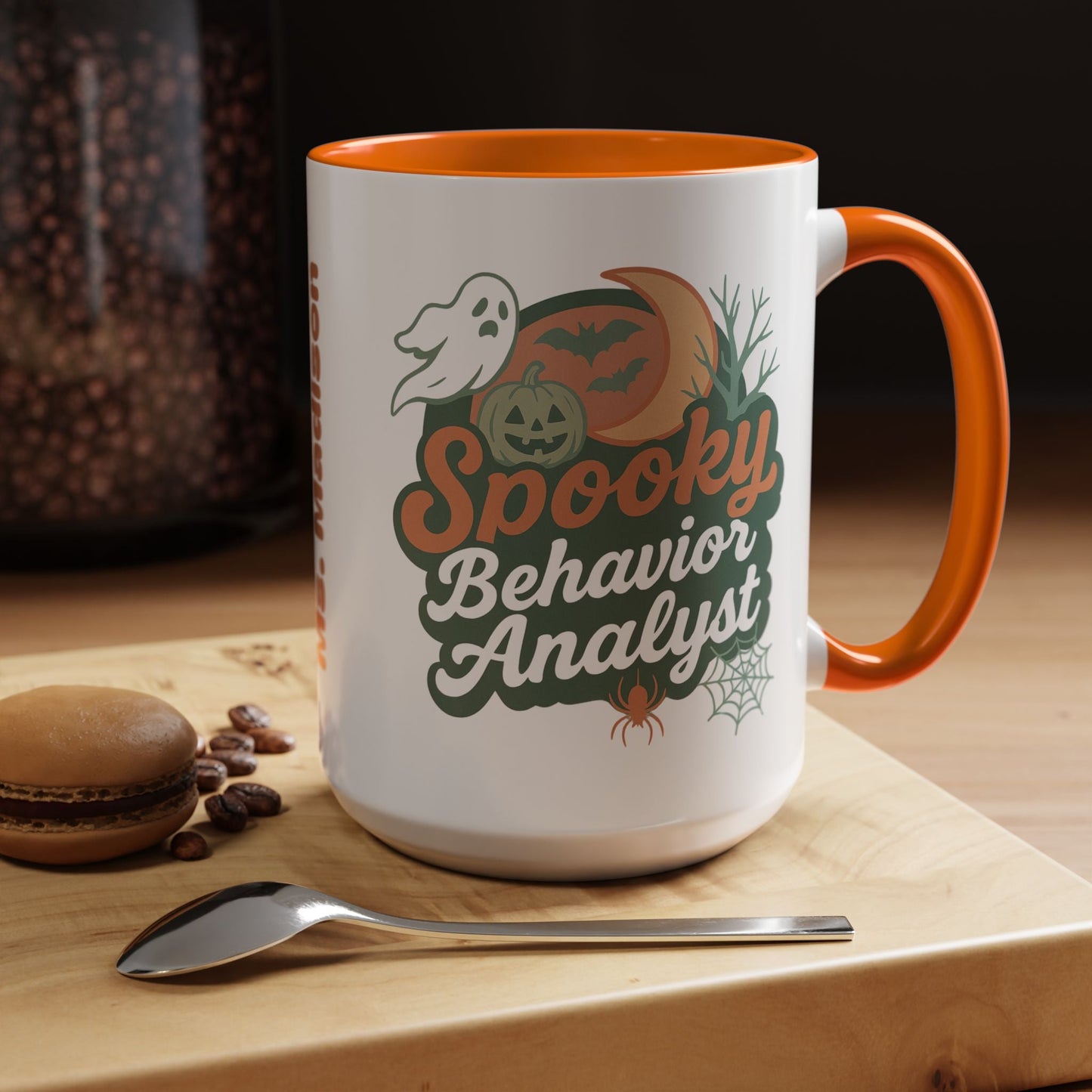 Personalized Spooky Behavior Analyst Accent Mug – Custom Name Coffee Cup, 11oz & 15oz, 4 Colors Affordable ABA Materials