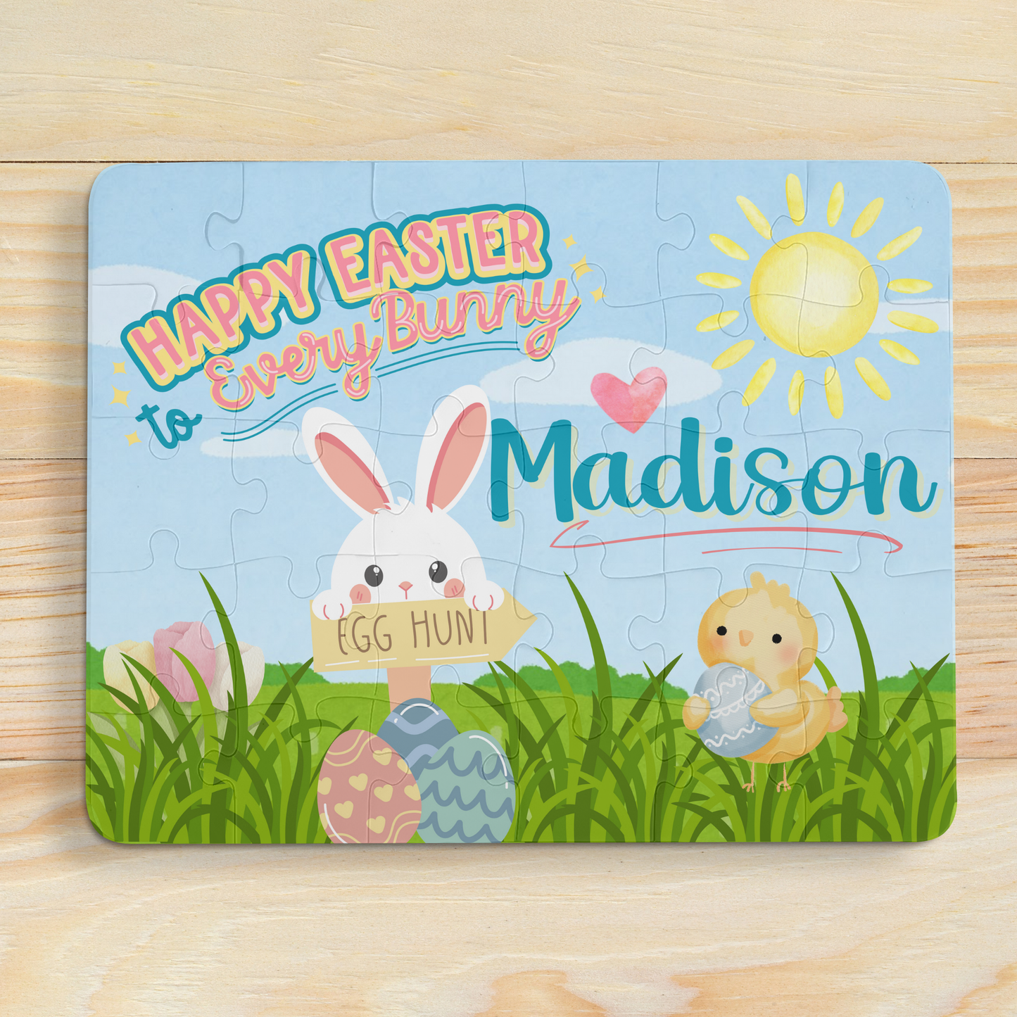 Personalized Easter Bunny Puzzle – Custom Name Kids' Easter Gift Printify