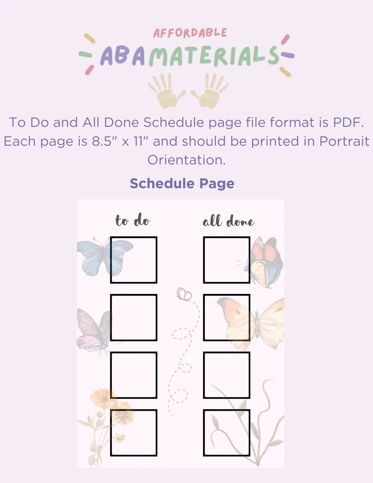 Cute Butterfly Themed MEGA Bundle: Printable First - Then Board, Schedule, & 5-piece Token Board Flutter into learning with our Matching Set My Store