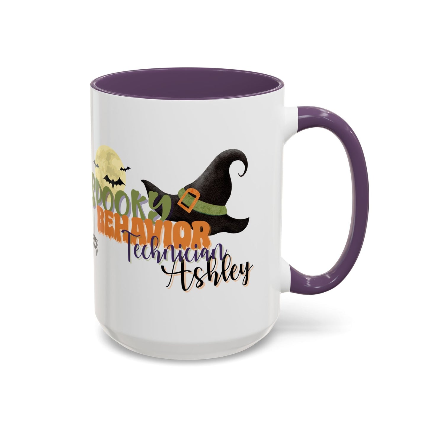 Personalized Spooky Behavior Technician Halloween Mug – Witch Hat & Moon Design – Custom ABA Accent Mug for Fall Printify