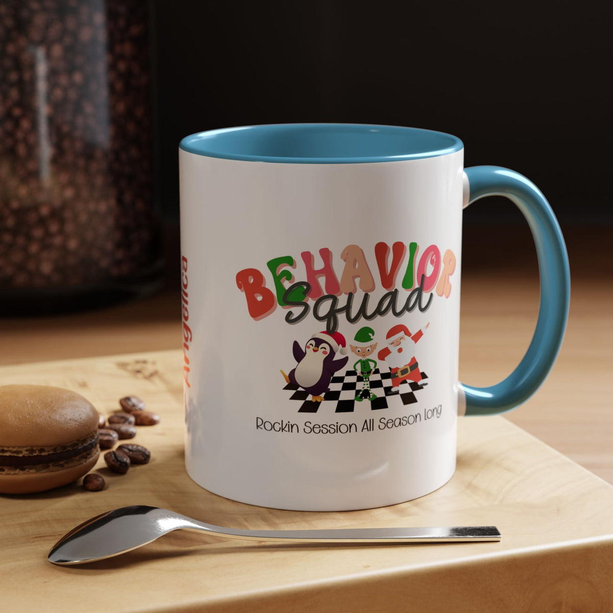 Personalized Behavior Squad Rockin’ Session All Season Long Accent Mug – Holiday ABA Coffee Cup for Therapists & Teams Affordable ABA Materials