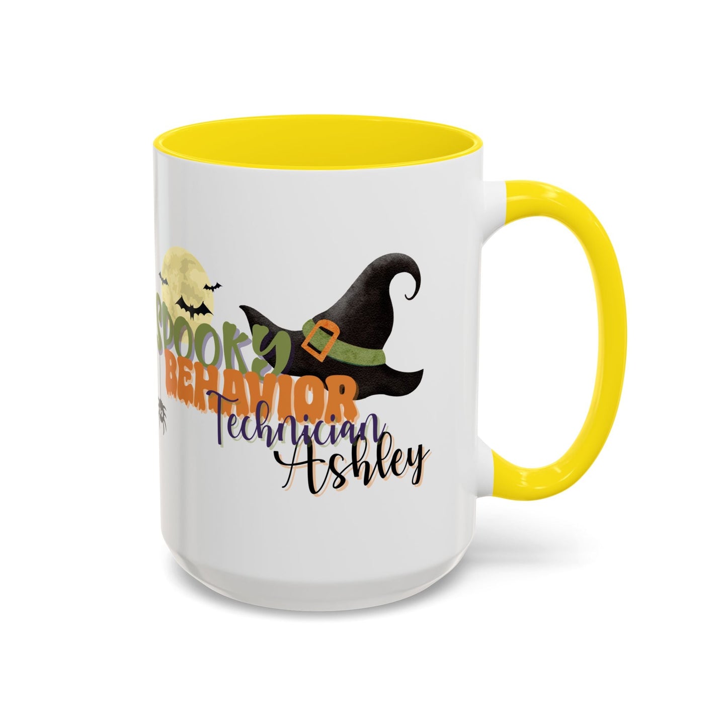 Personalized Spooky Behavior Technician Halloween Mug – Witch Hat & Moon Design – Custom ABA Accent Mug for Fall Printify