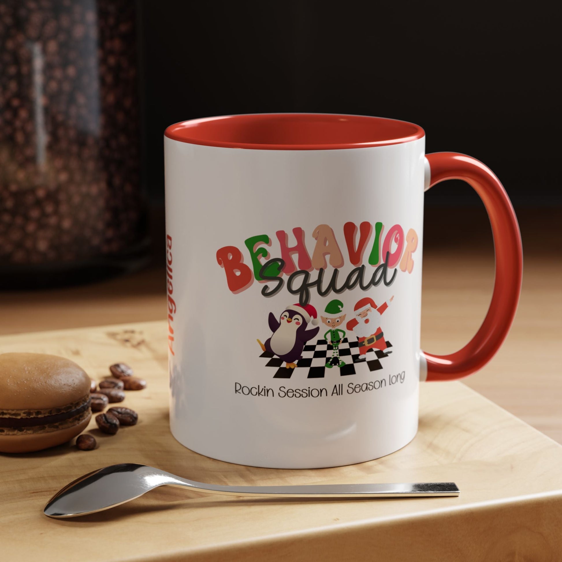 Personalized Behavior Squad Rockin’ Session All Season Long Accent Mug – Holiday ABA Coffee Cup for Therapists & Teams Affordable ABA Materials
