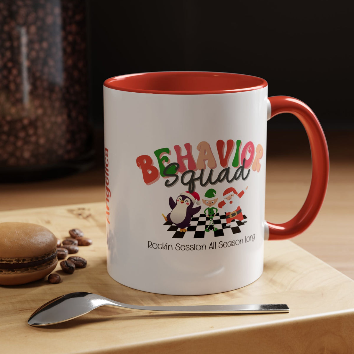 Personalized Behavior Squad Rockin’ Session All Season Long Accent Mug – Holiday ABA Coffee Cup for Therapists & Teams Affordable ABA Materials