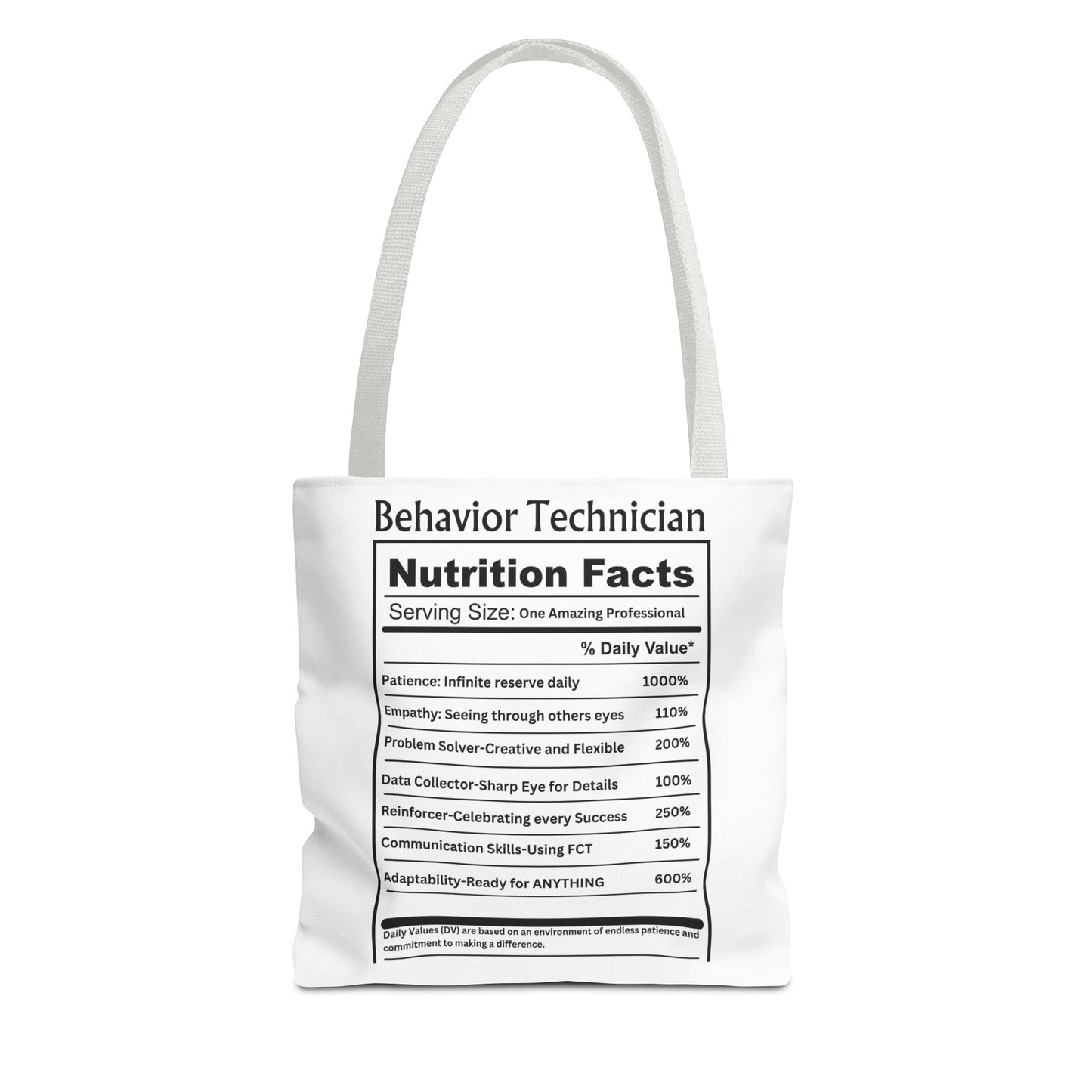 Behavior Technician Nutrition Facts Tote Bag Printify