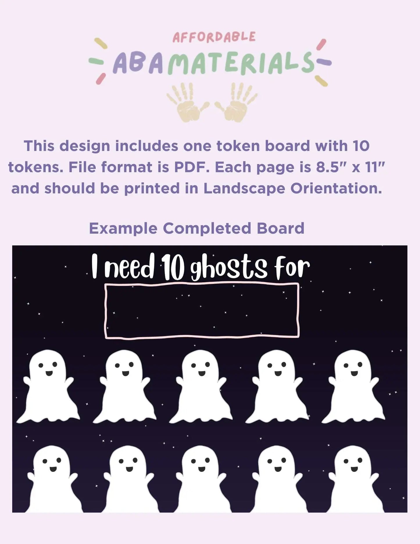 Halloween Ghost Themed Token Board-Printable 10 Piece Token Economy Reward System Affordable ABA Materials