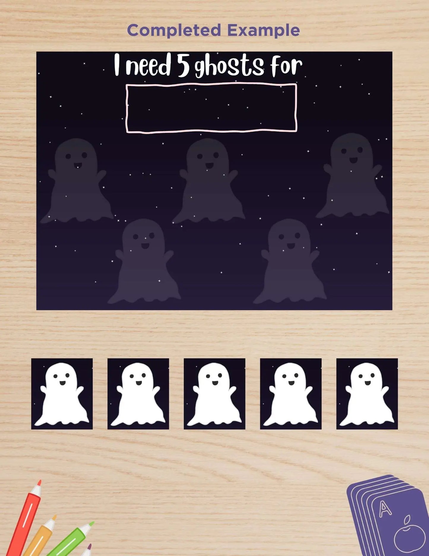 Cute Ghost Themed Token Board - 5 Piece Printable Token Economy Reward System Affordable ABA Materials