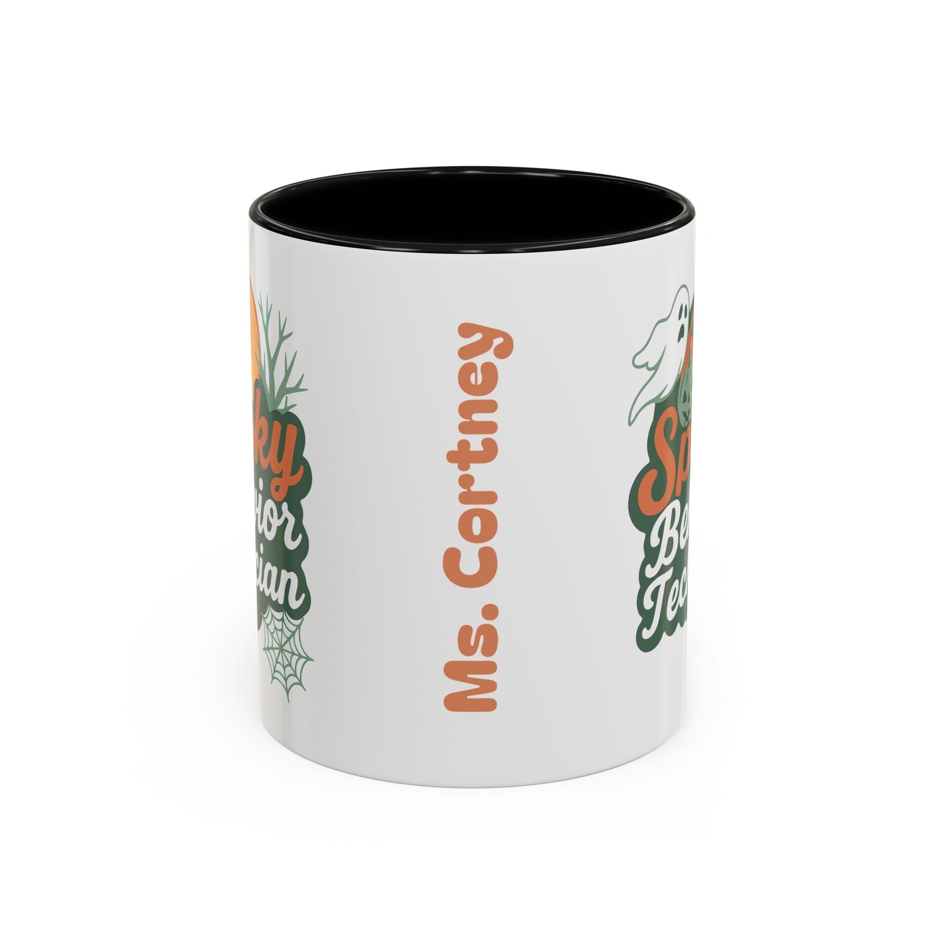 Personalized Spooky Behavior Technician Accent Mug – Custom Name Coffee Cup, 11oz & 15oz, 4 Colors Printify
