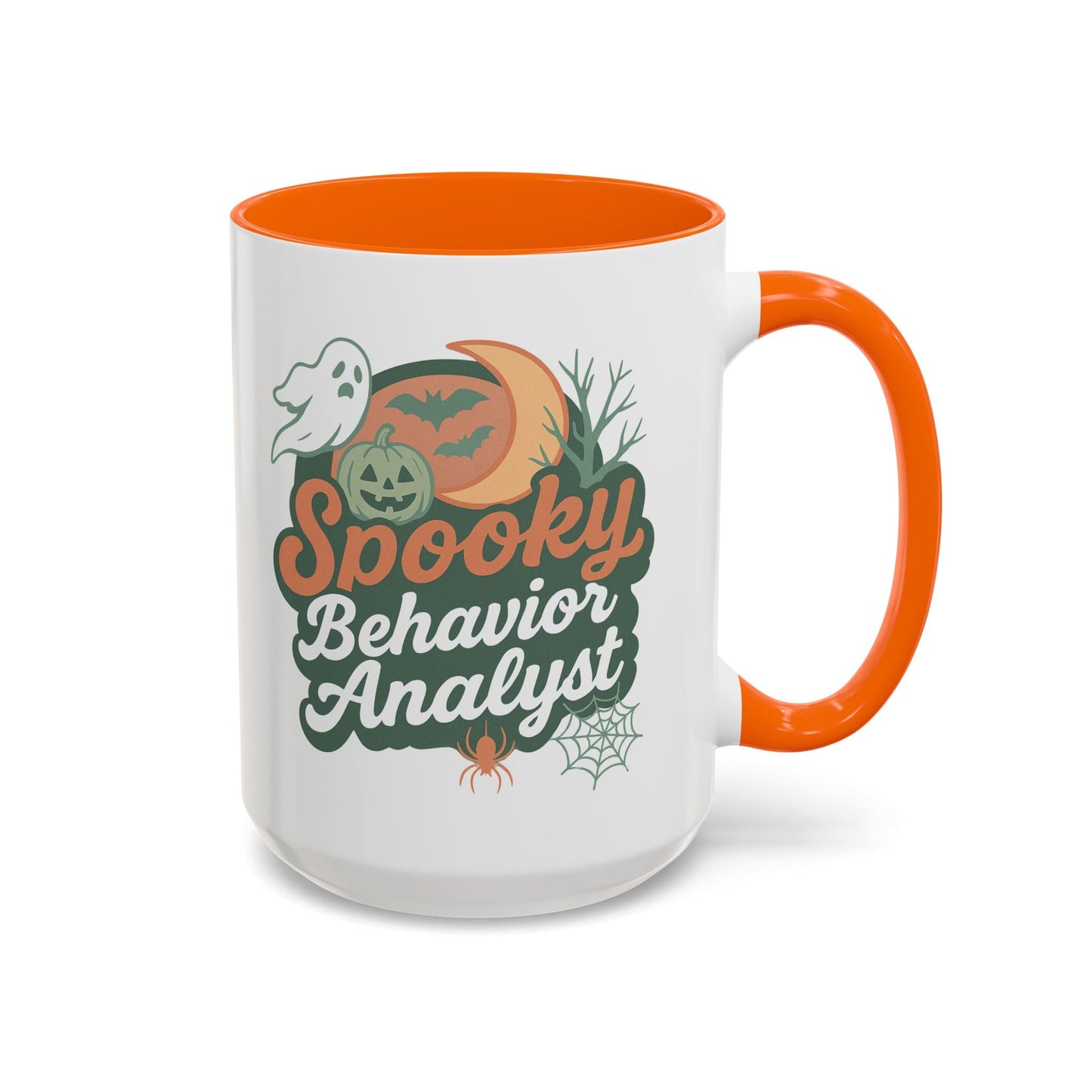 Personalized Spooky Behavior Analyst Accent Mug – Custom Name Coffee Cup, 11oz & 15oz, 4 Colors Affordable ABA Materials