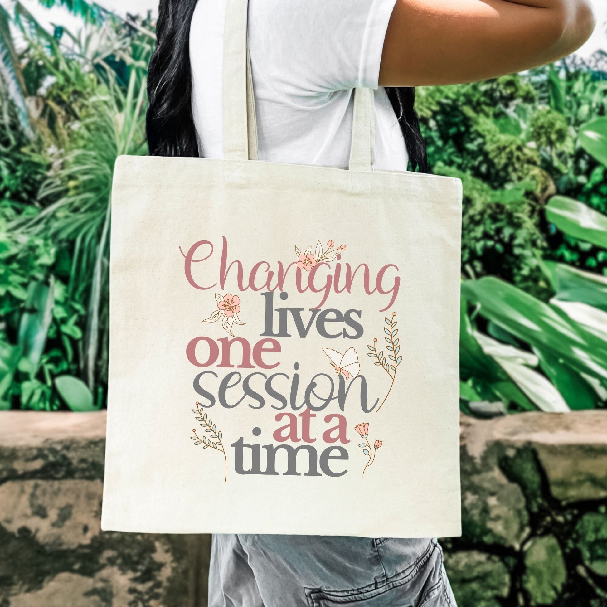 Changing Lives One Session at a Time – Canvas Tote Bag for ABA Team, Therapists, Teachers & Caregivers Affordable ABA Materials
