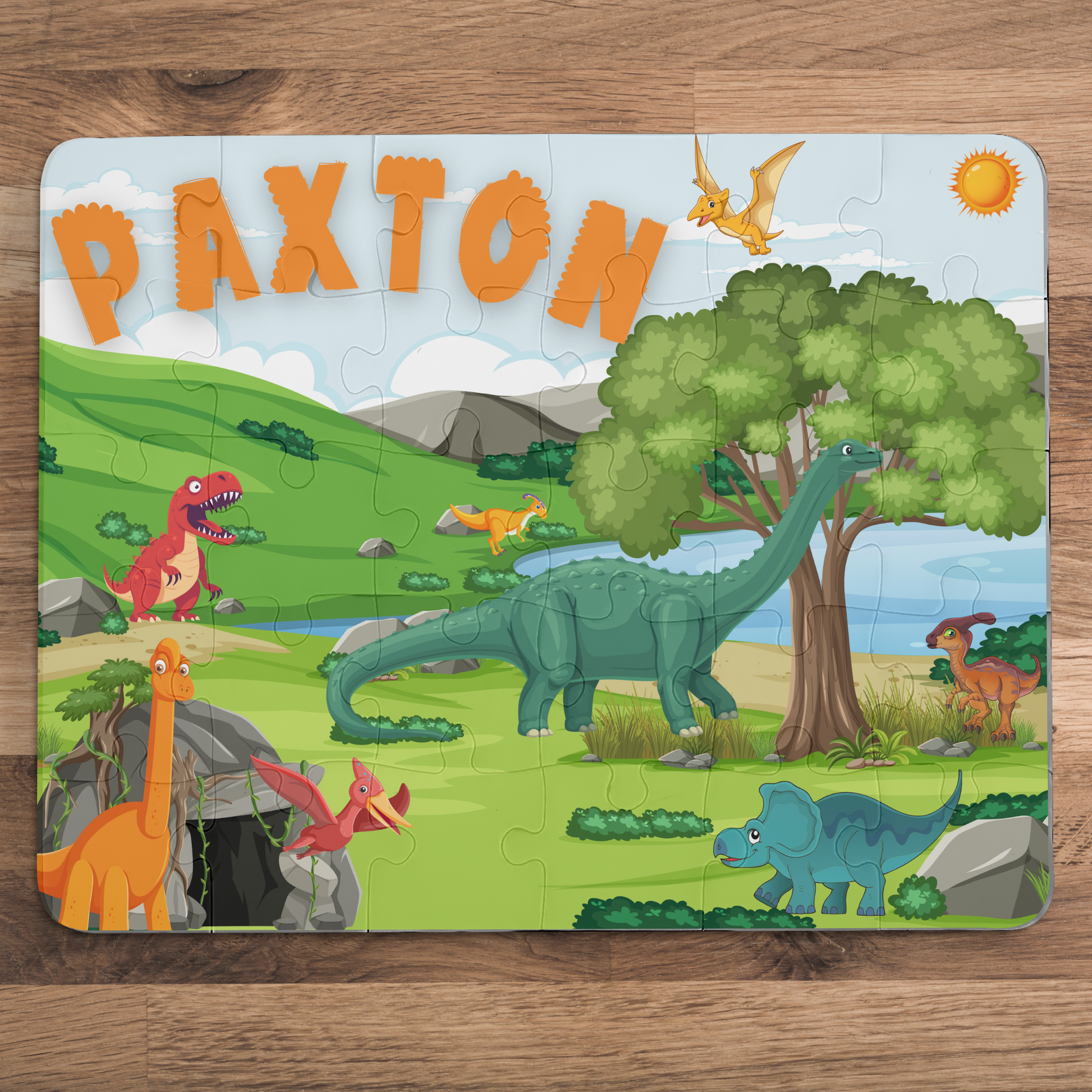 Personalized Kids' Dinosaur Puzzle – 30 Pieces Educational Gift for Child Affordable ABA Materials