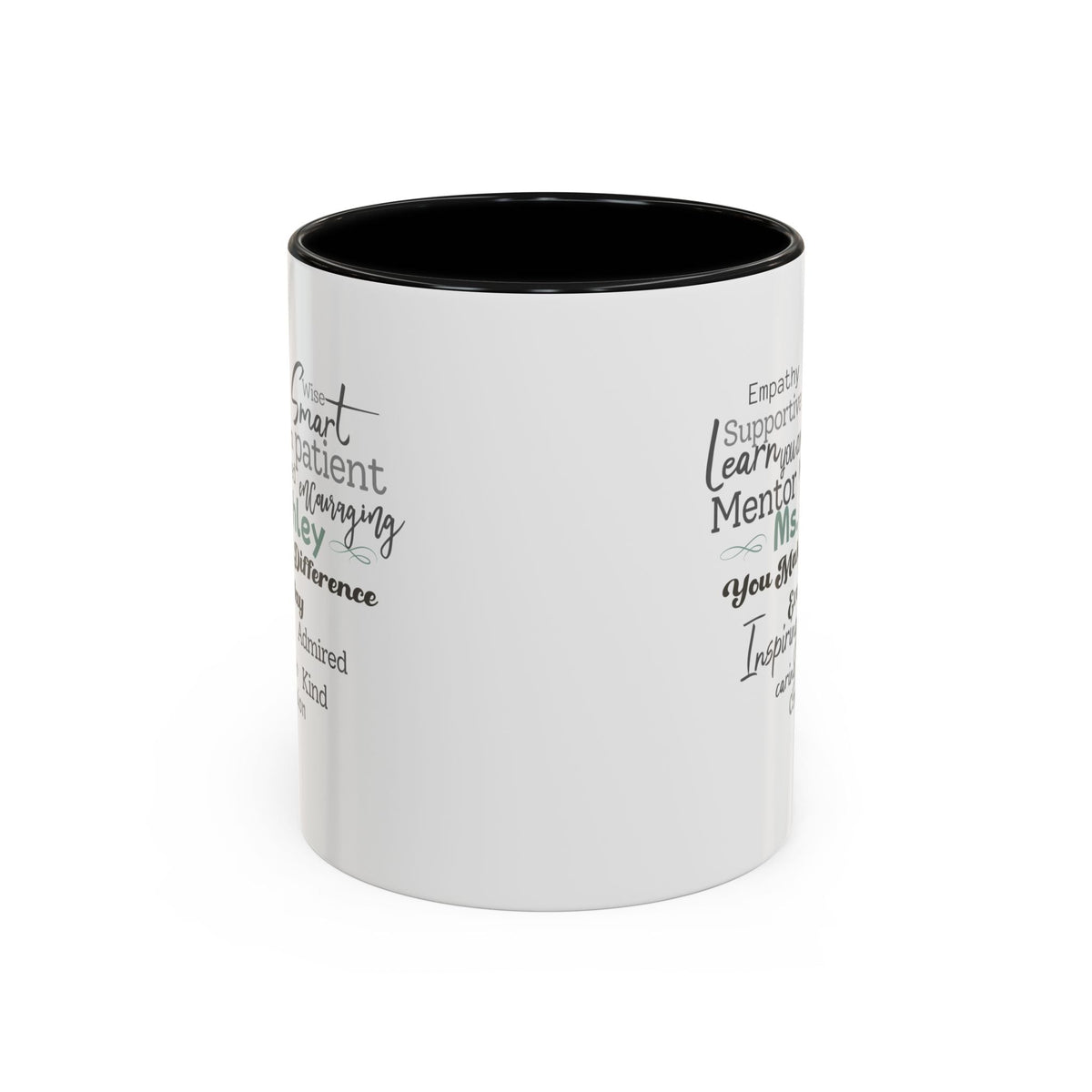 Personalized Heart Word Cloud Accent Mug – Custom Name Gift for Teachers, Therapists & Mentors, Black Handle, 11oz & 15oz Printify